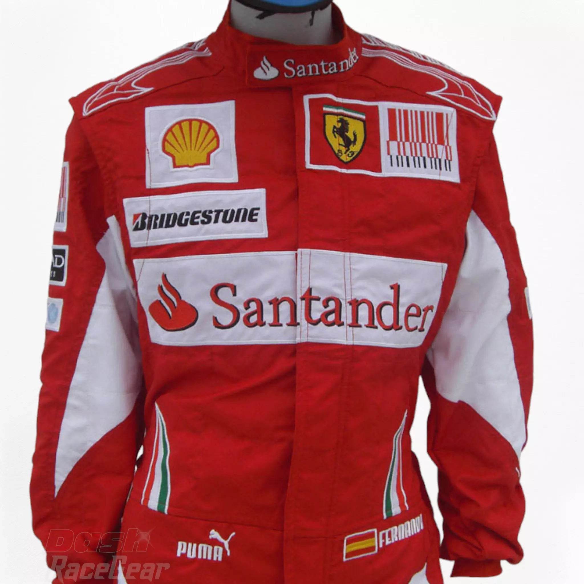 2010 Fernando Alonso Ferrari F1 Embroidered Racing Suit - Dash Racegear Store
