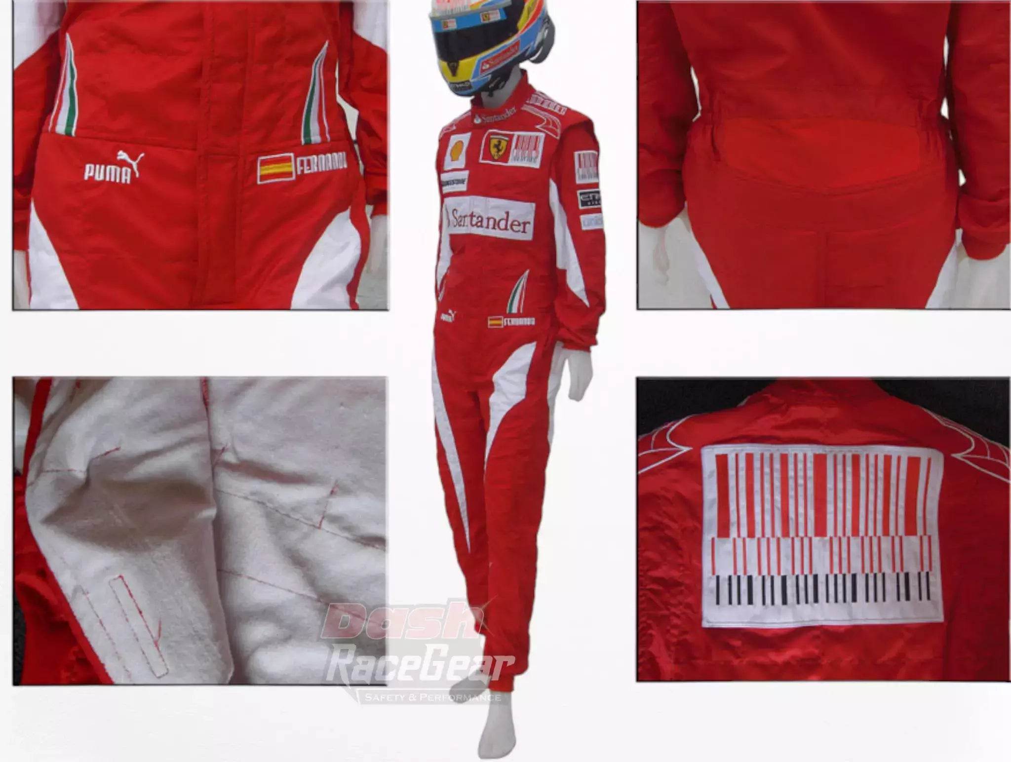 2010 Fernando Alonso Ferrari F1 Embroidered Racing Suit - Dash Racegear Store