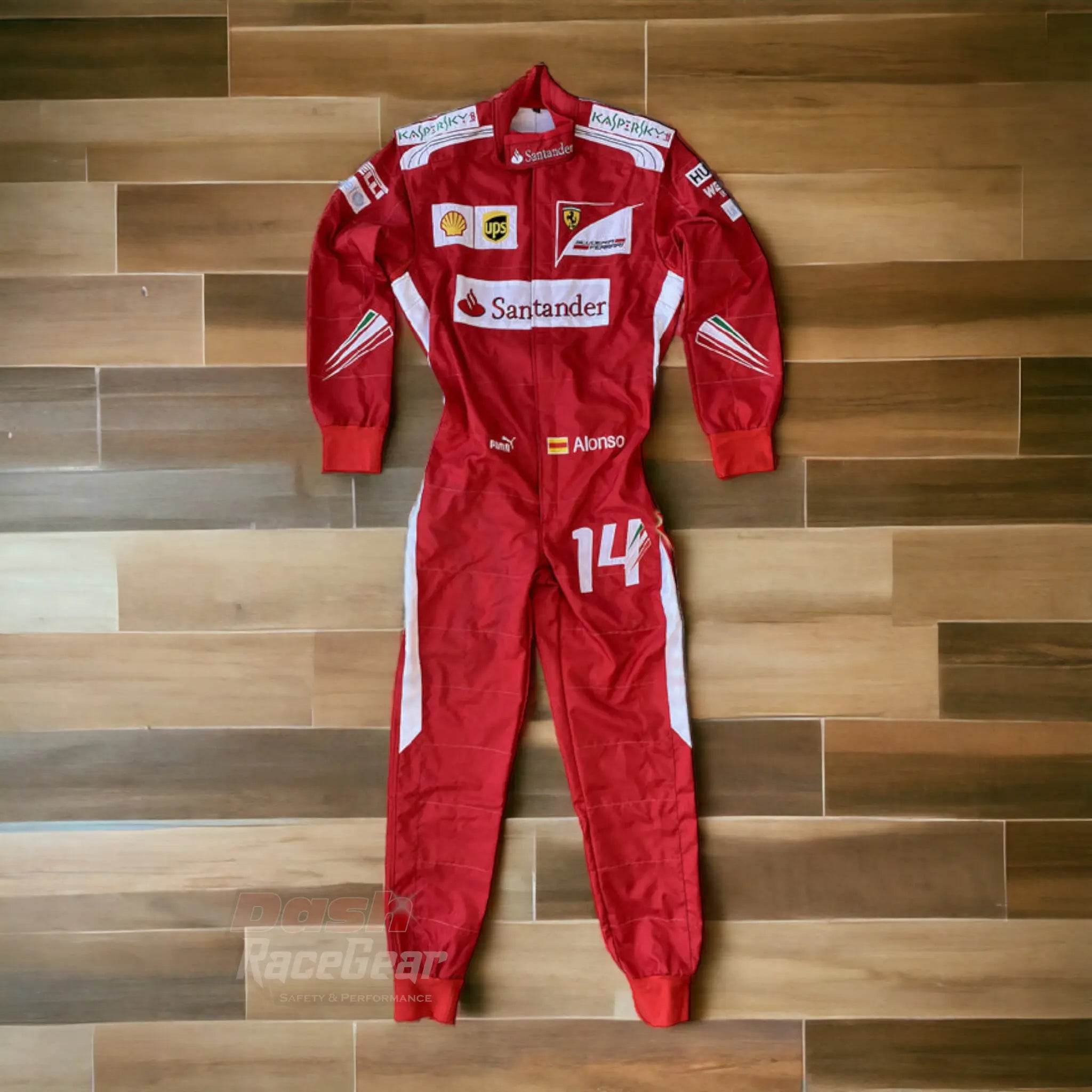 2014 Fernando Alonso Ferrari F1 Embroidered Racing Suit - Dash Racegear Store
