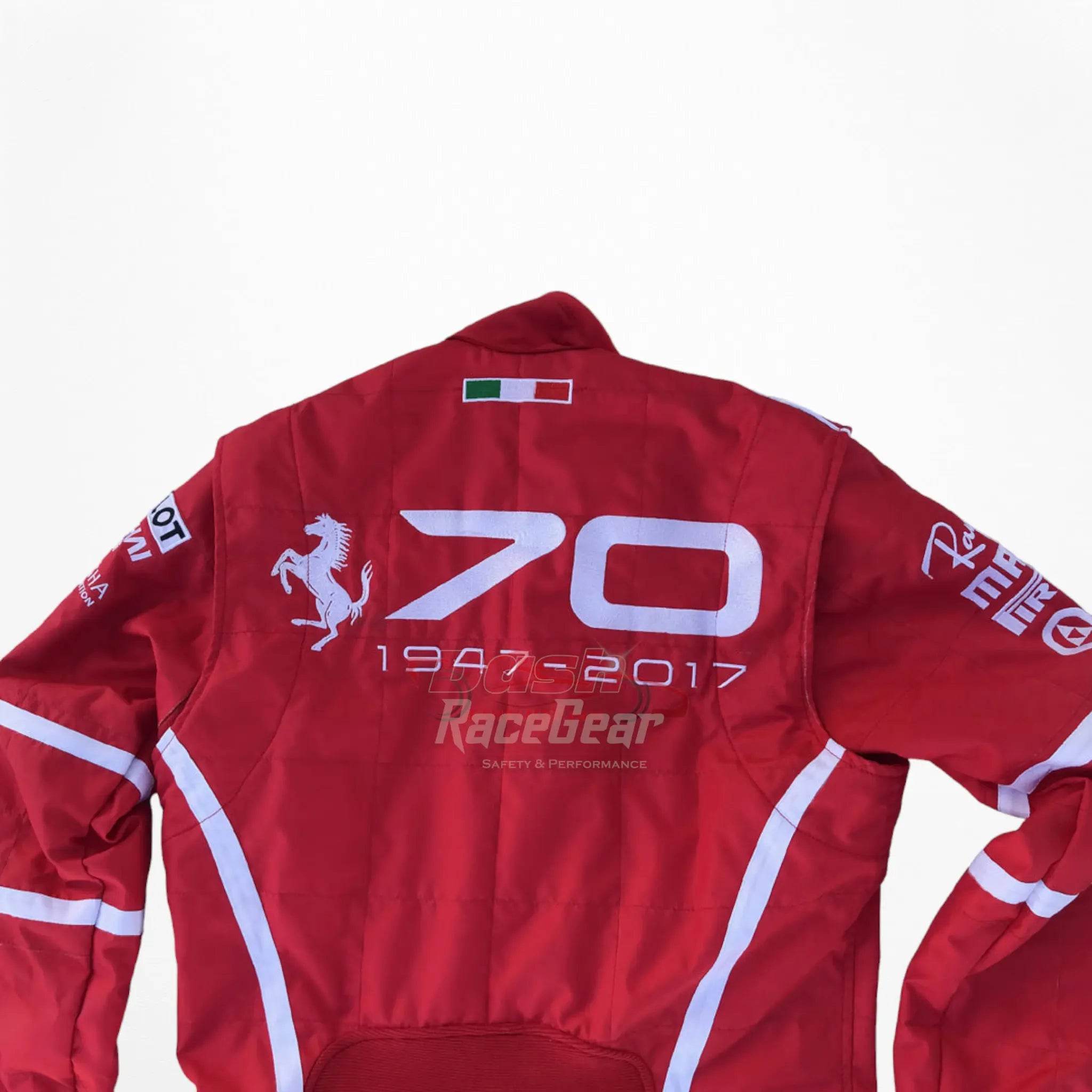 2017 Sebastian Vettel Ferrari 70th Anniversary F1 Embroidered Racing Suit -Monza GP - Dash Racegear Store