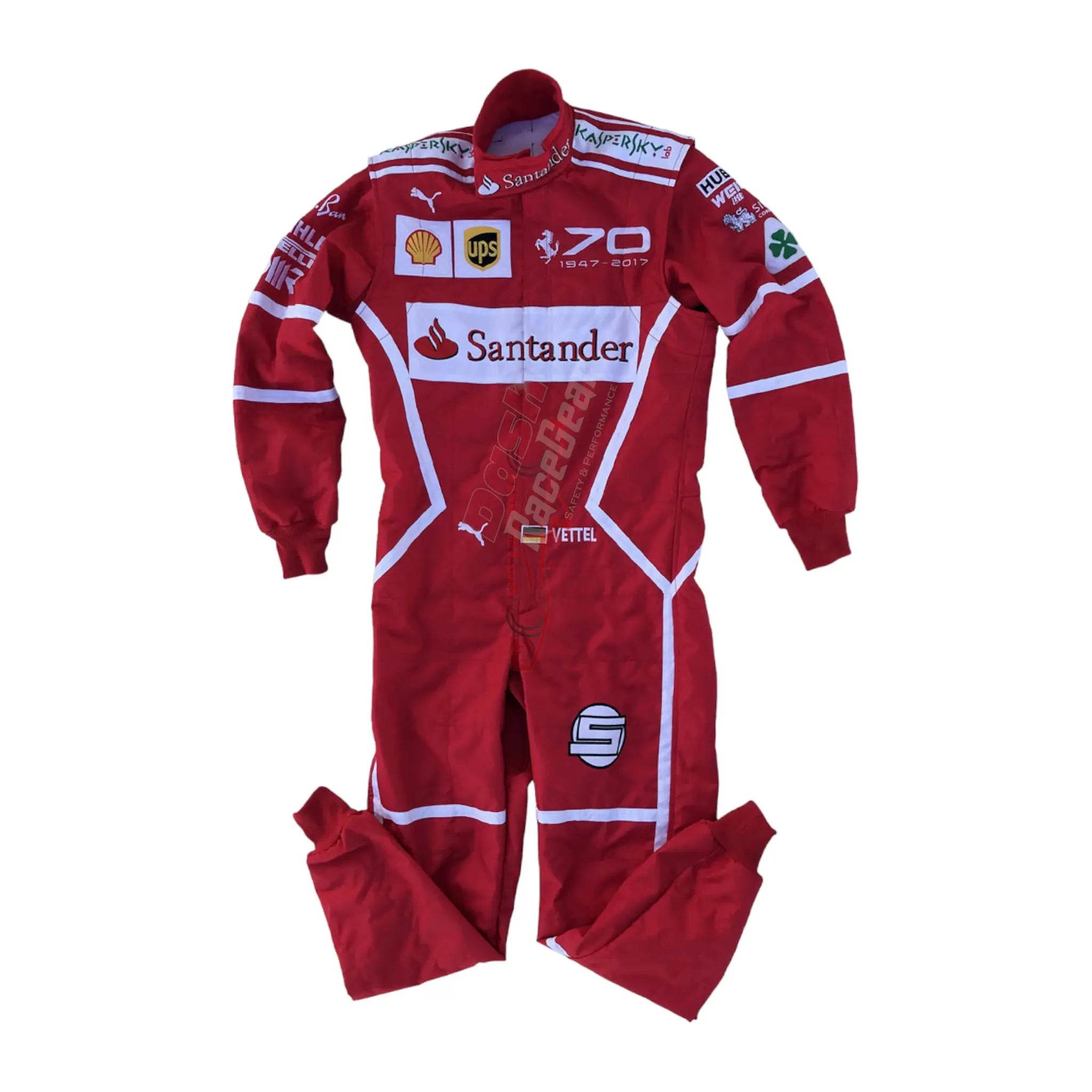 2017 Sebastian Vettel Ferrari 70th Anniversary F1 Embroidered Racing Suit -Monza GP - Dash Racegear Store