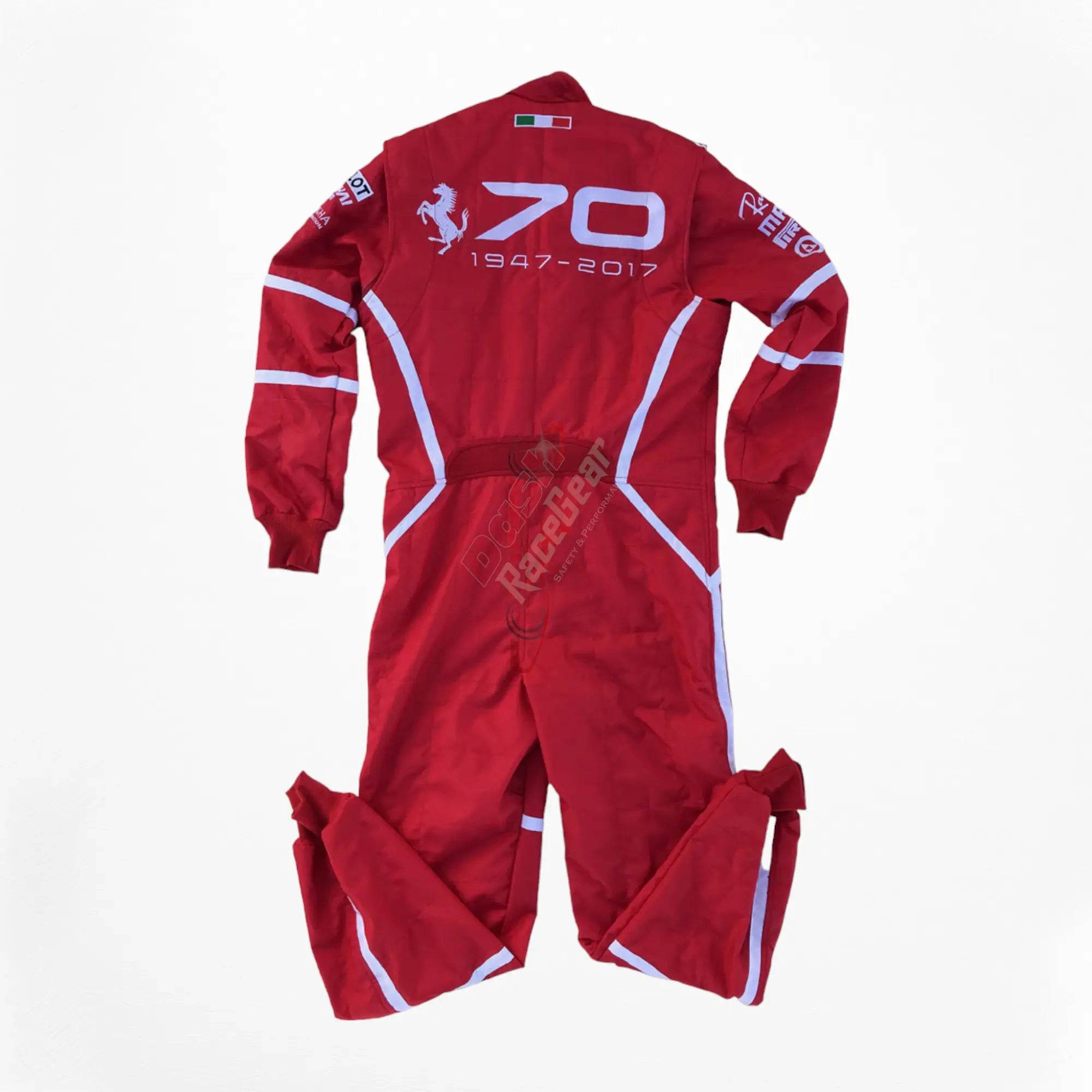 2017 Sebastian Vettel Ferrari 70th Anniversary F1 Embroidered Racing Suit -Monza GP - Dash Racegear Store