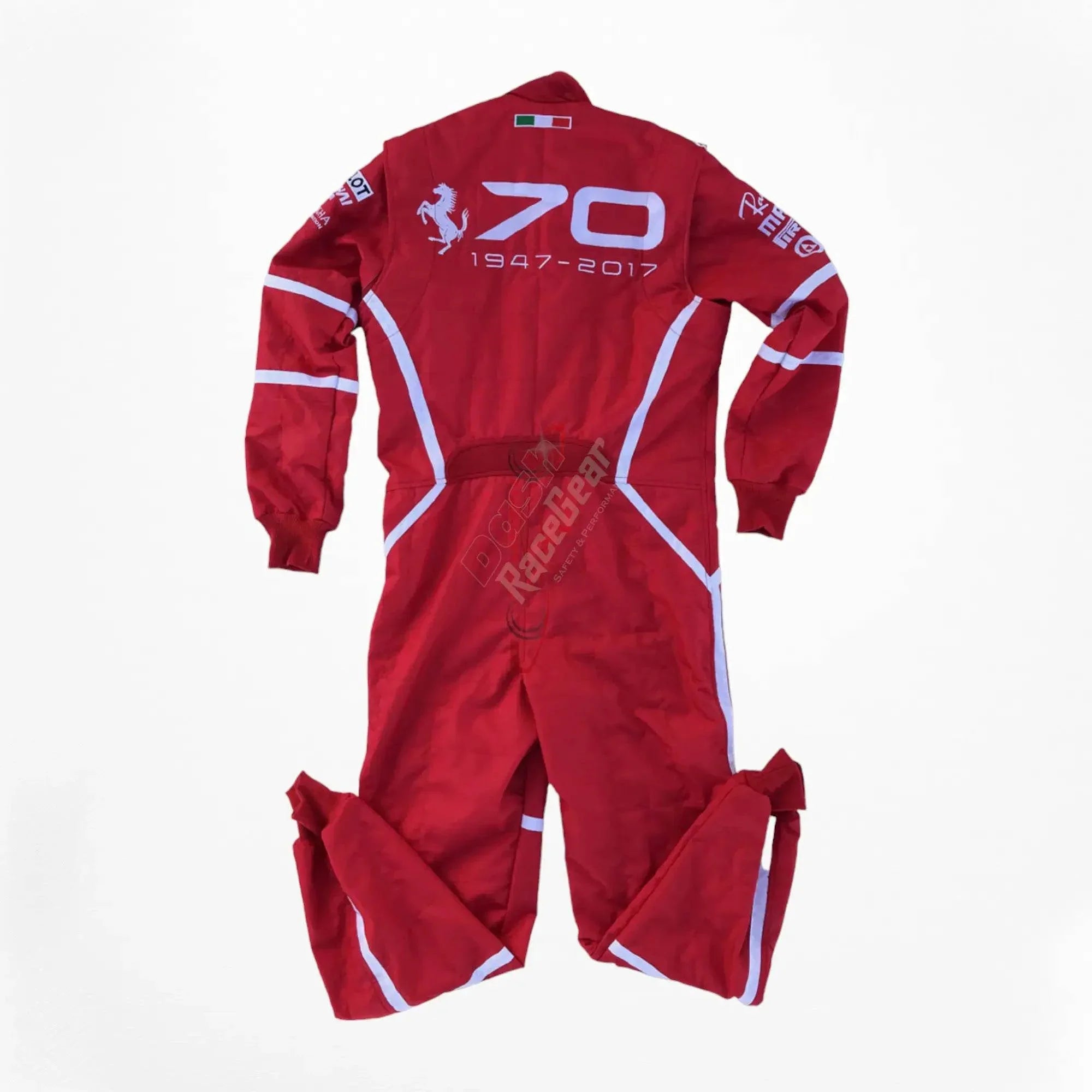 2017 Sebastian Vettel Ferrari 70th Anniversary F1 Embroidered Racing Suit -Monza GP