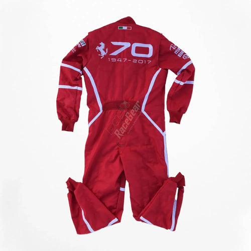 2017 Sebastian Vettel Ferrari 70th Anniversary F1 Embroidered Racing Suit -Monza GP