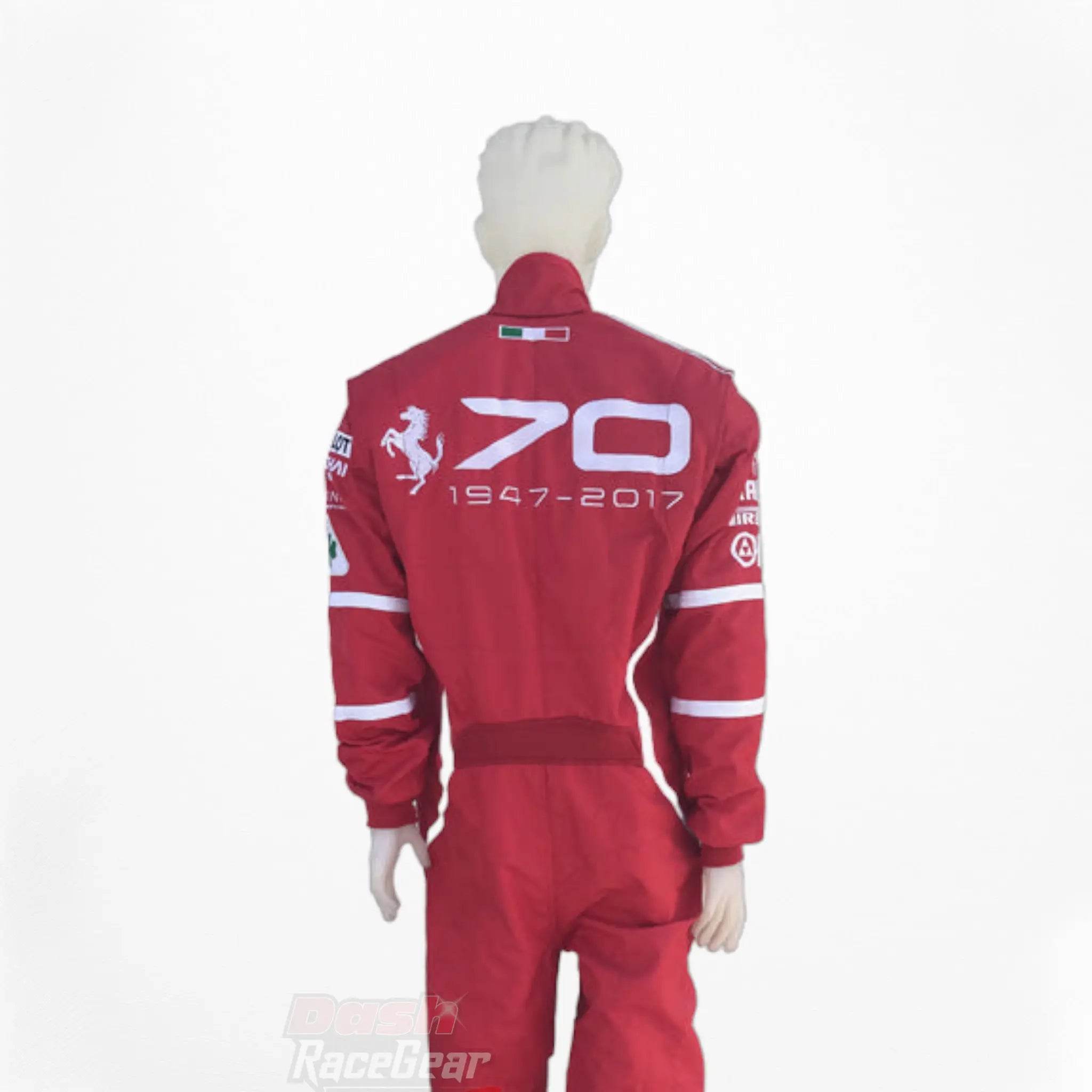2017 Sebastian Vettel Ferrari 70th Anniversary F1 Embroidered Racing Suit -Monza GP - Dash Racegear Store
