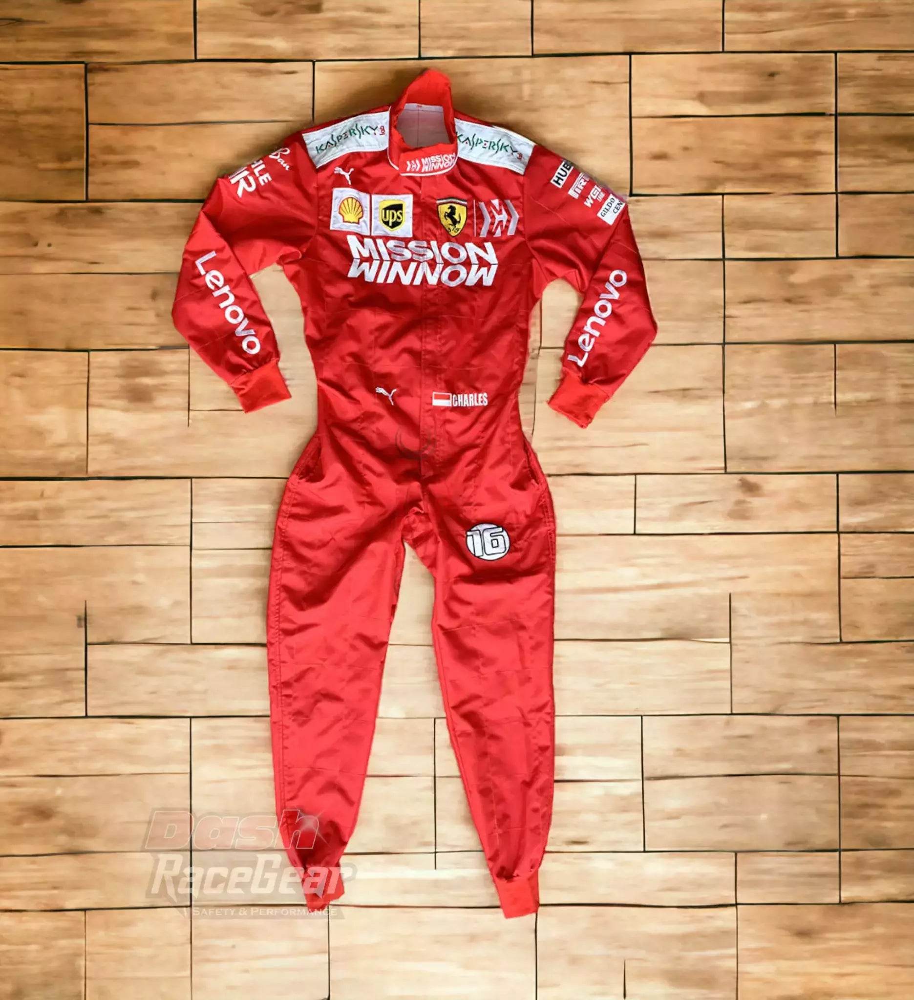 2019 Charles Leclerc Ferrari Mission Winnow F1 Embroidered Racing Suit - Dash Racegear Store