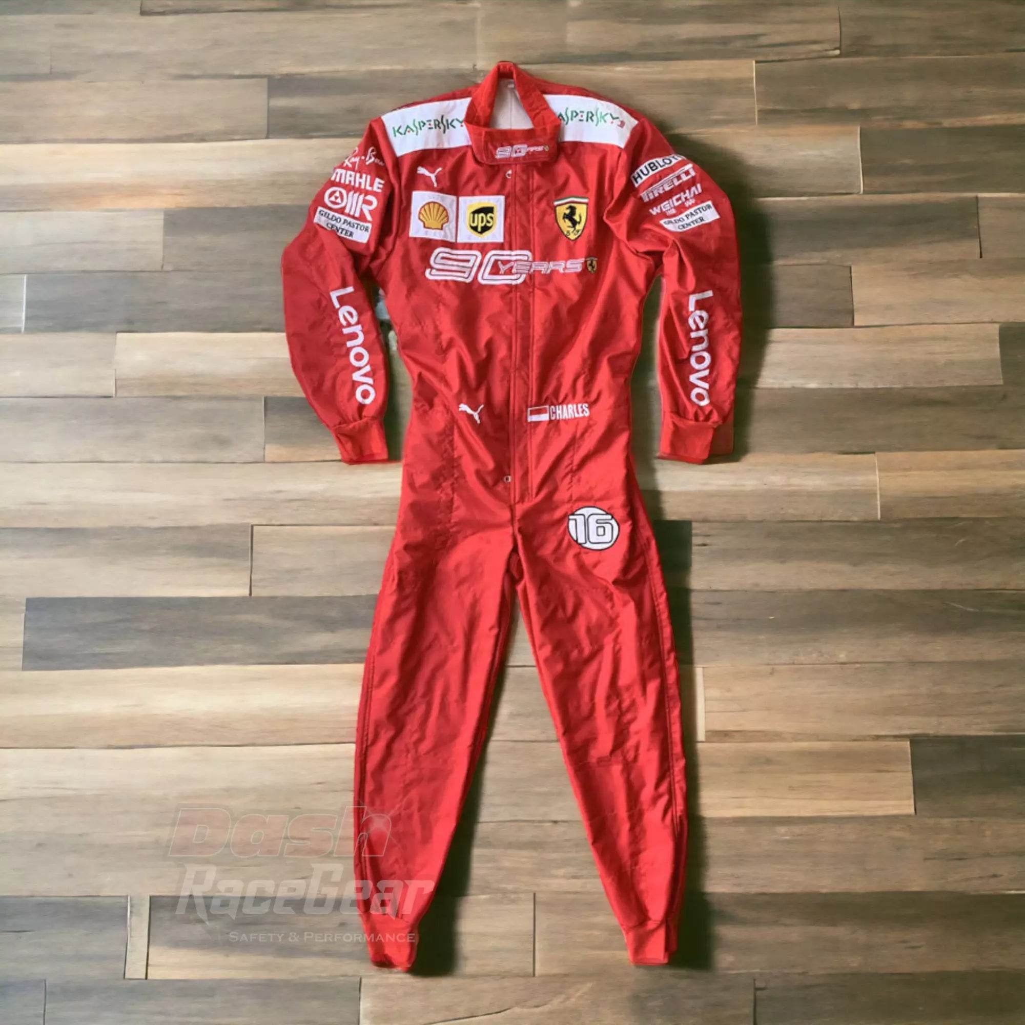 2019 Charles Leclerc Scuderia Ferrari 90 Years Embroided Racing Suit - Dash Racegear Store