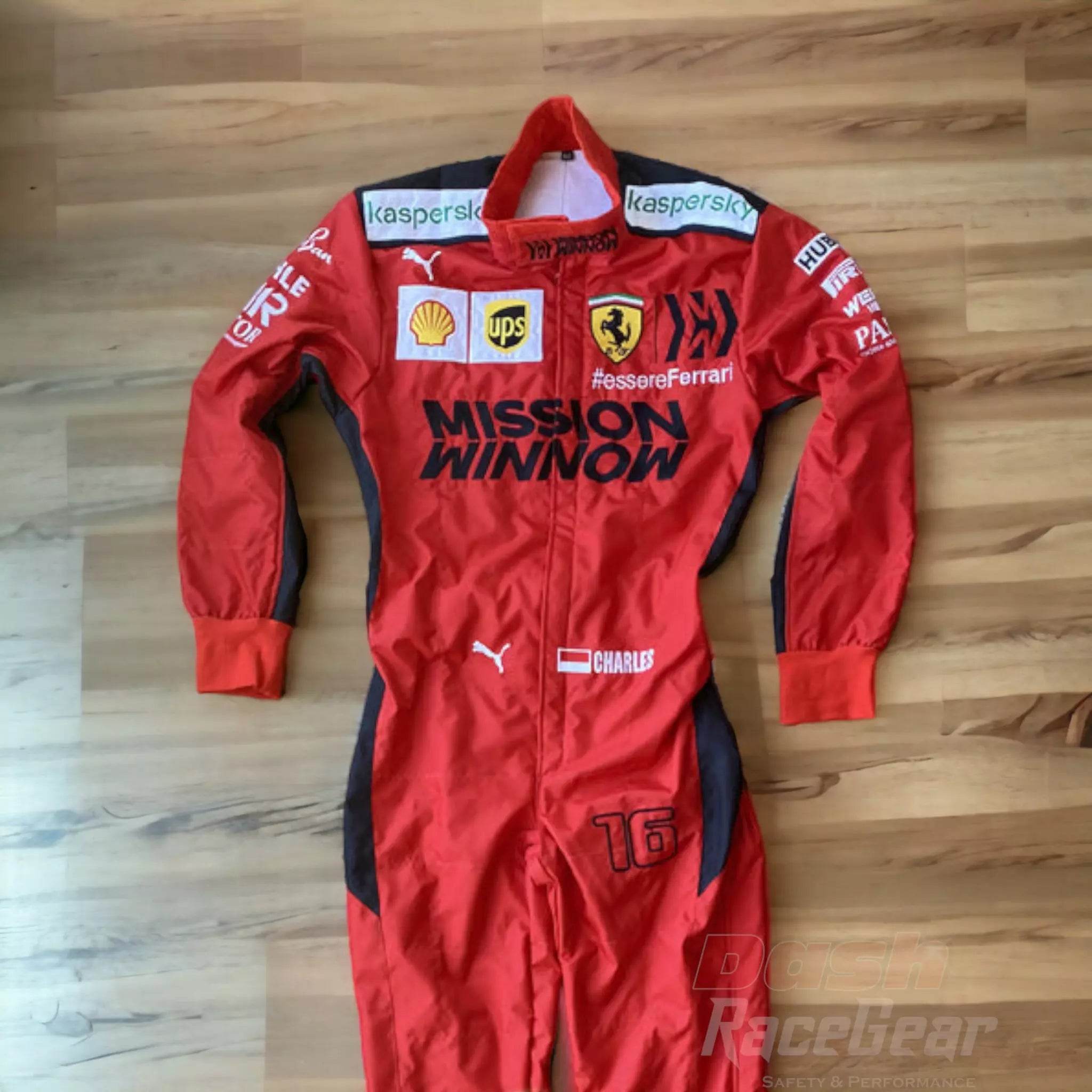 2020 Charles Leclerc Ferrari Mission Winnow F1 Embroidered Racing Suit - Dash Racegear Store