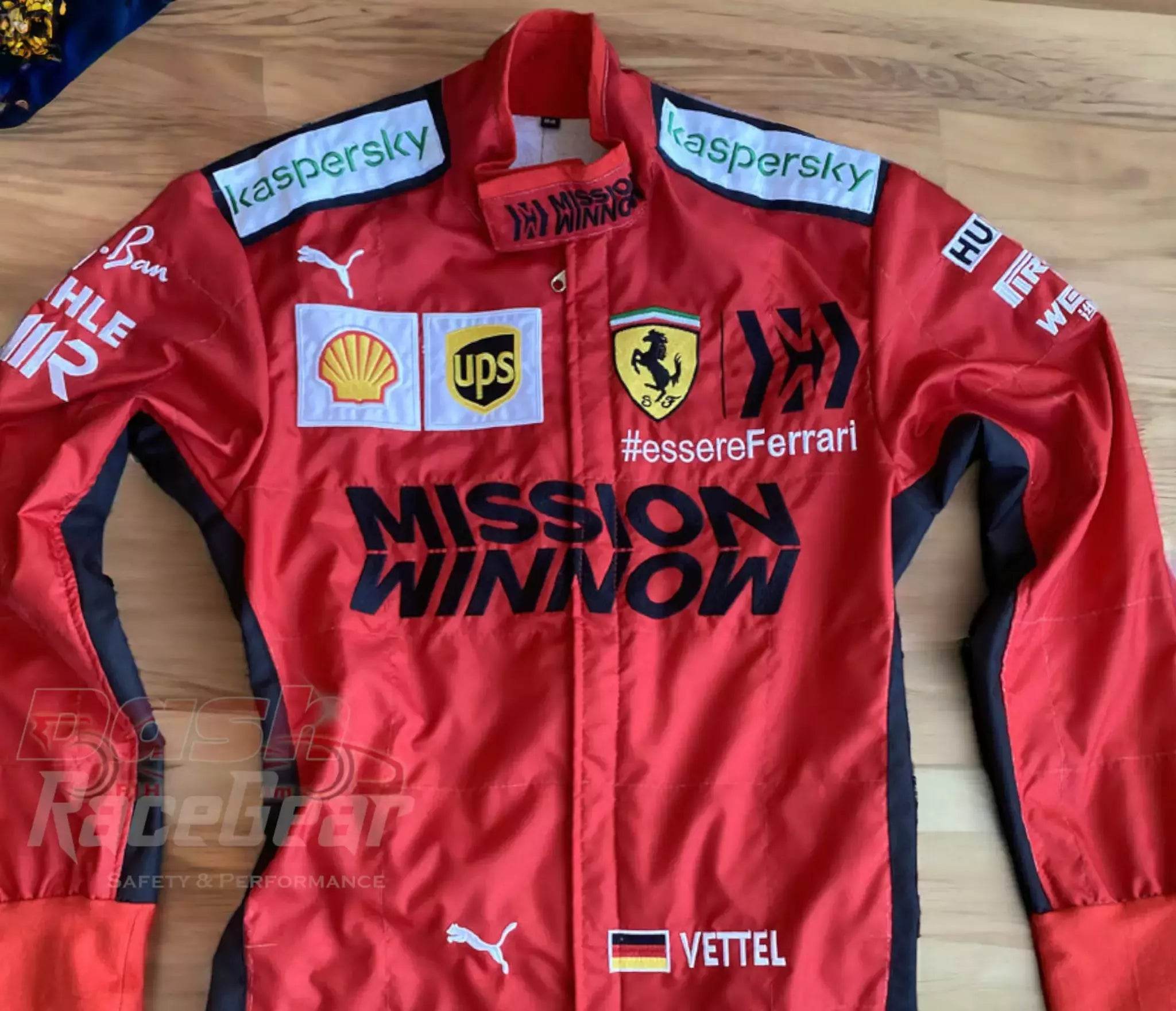 2020 Sebastian Vettel Ferrari Mission Winnow F1 Embroidered Racing suit - Dash Racegear Store