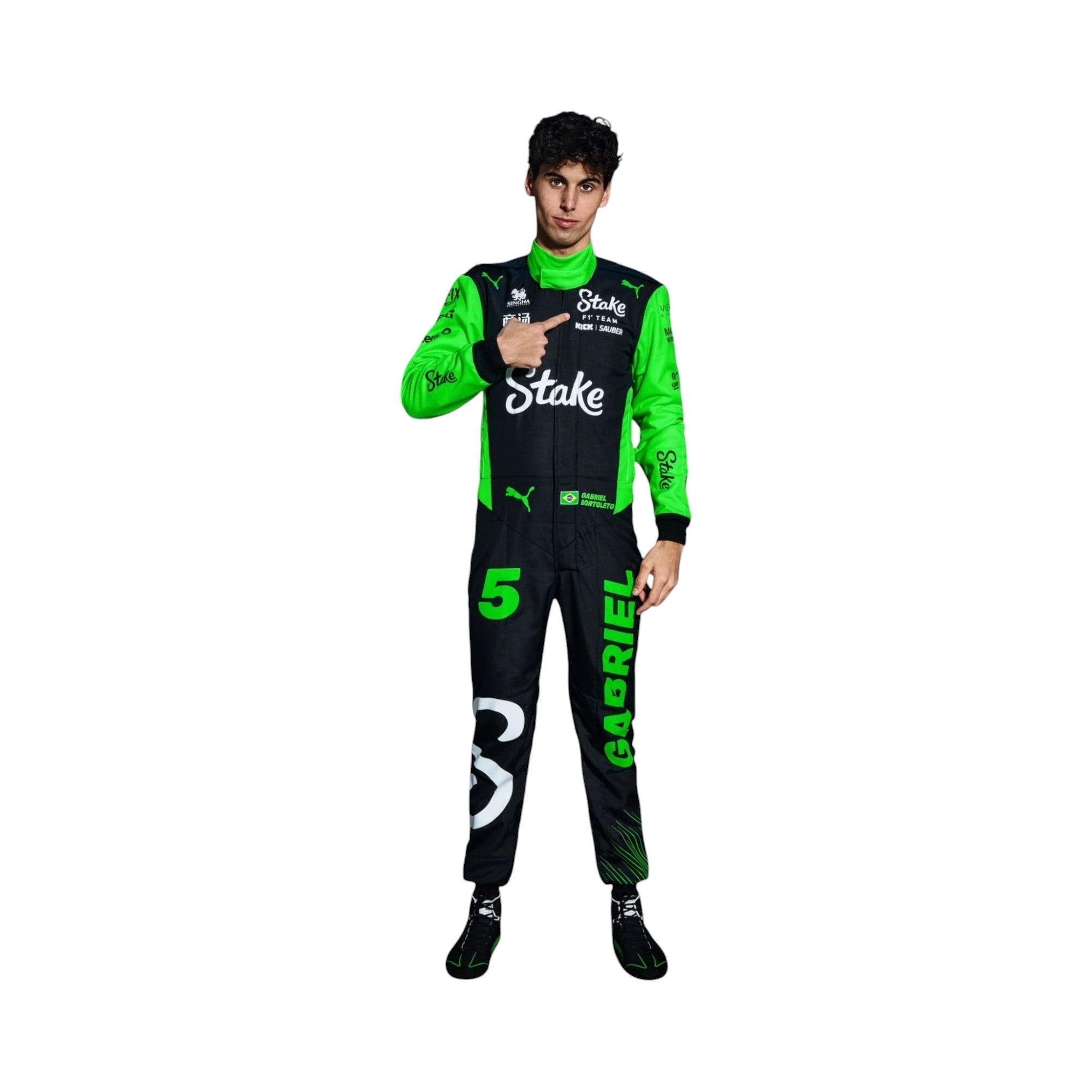 2025 Gabriel Bortoleto kick Sauber f1 Race Suit - Dash Racegear