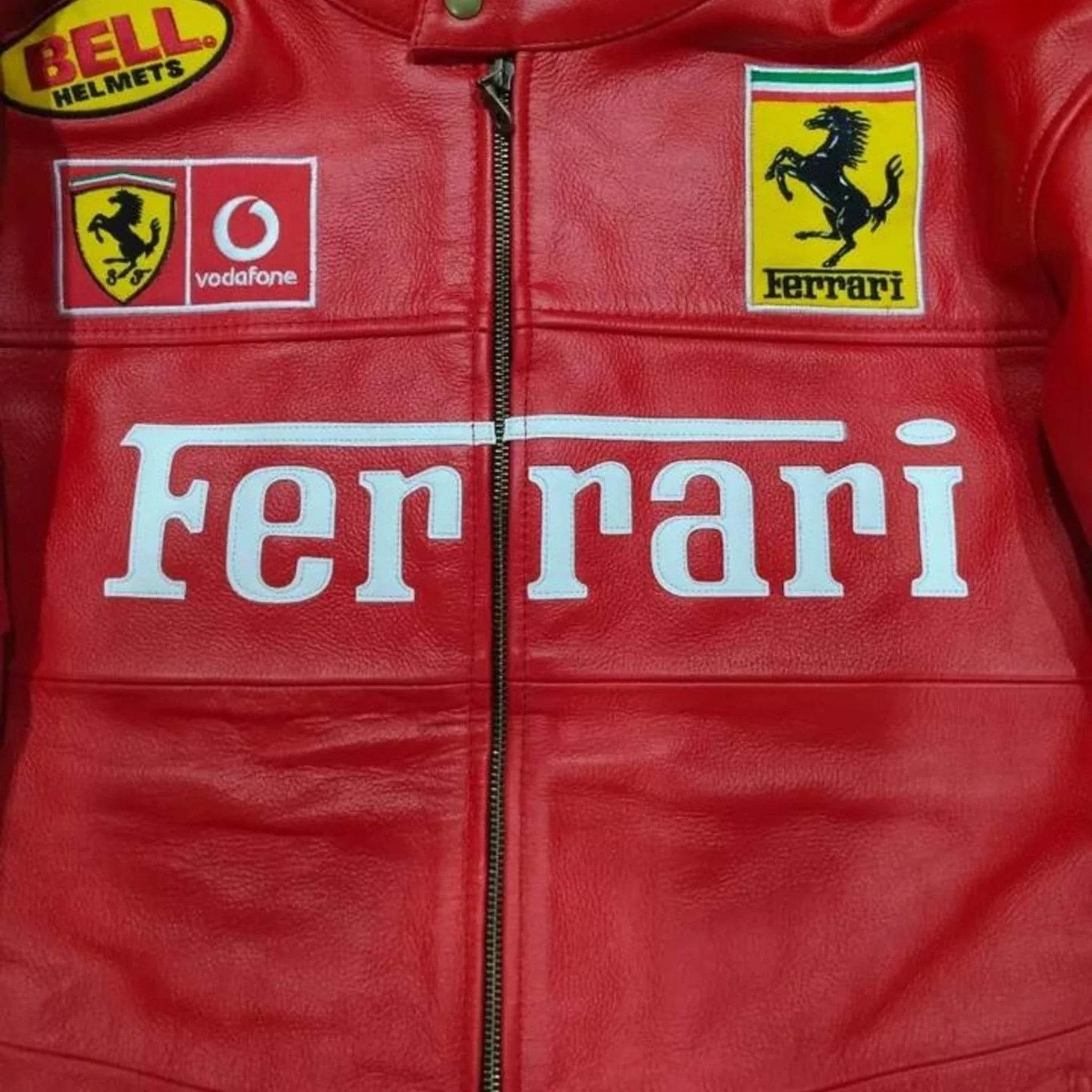 90s Ferrari F1 Real Leather Men Jacket - Dash Racegear Store