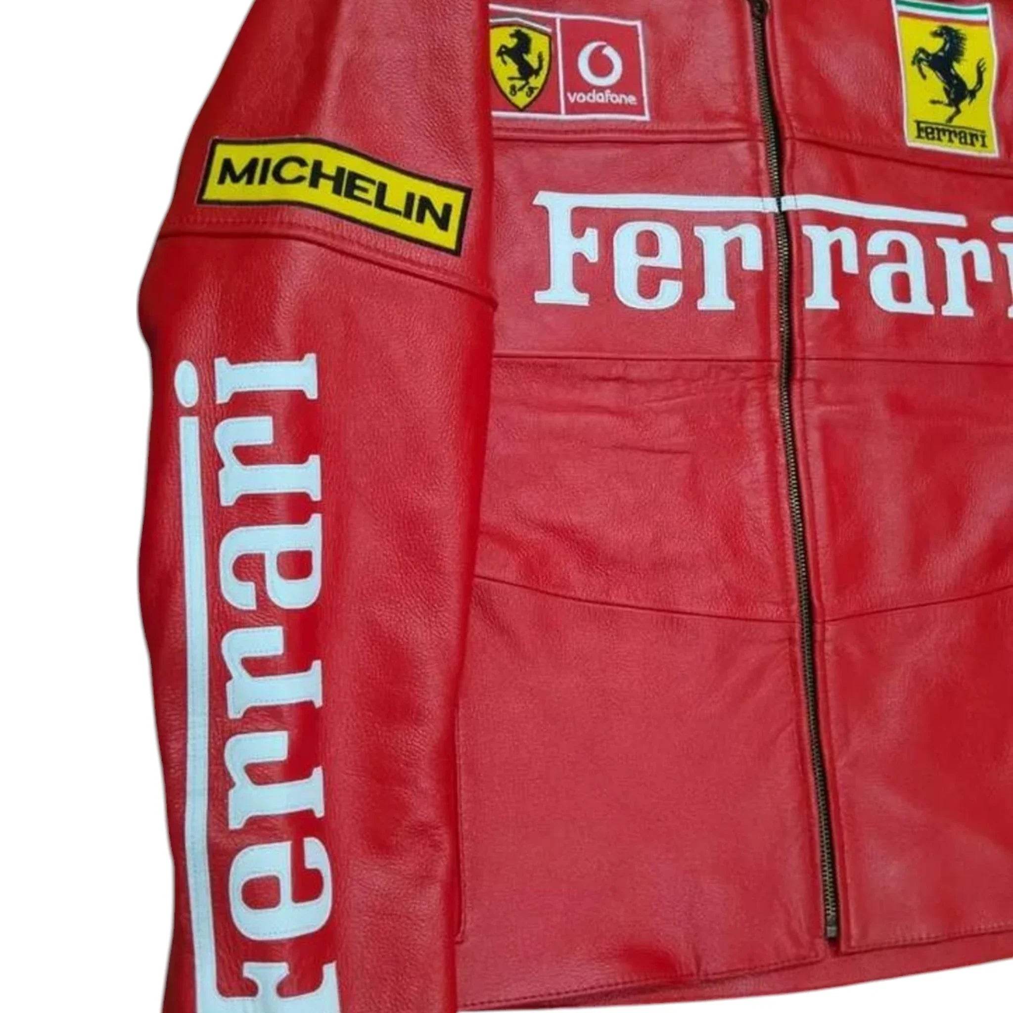 90s Ferrari F1 Real Leather Men Jacket - Dash Racegear Store