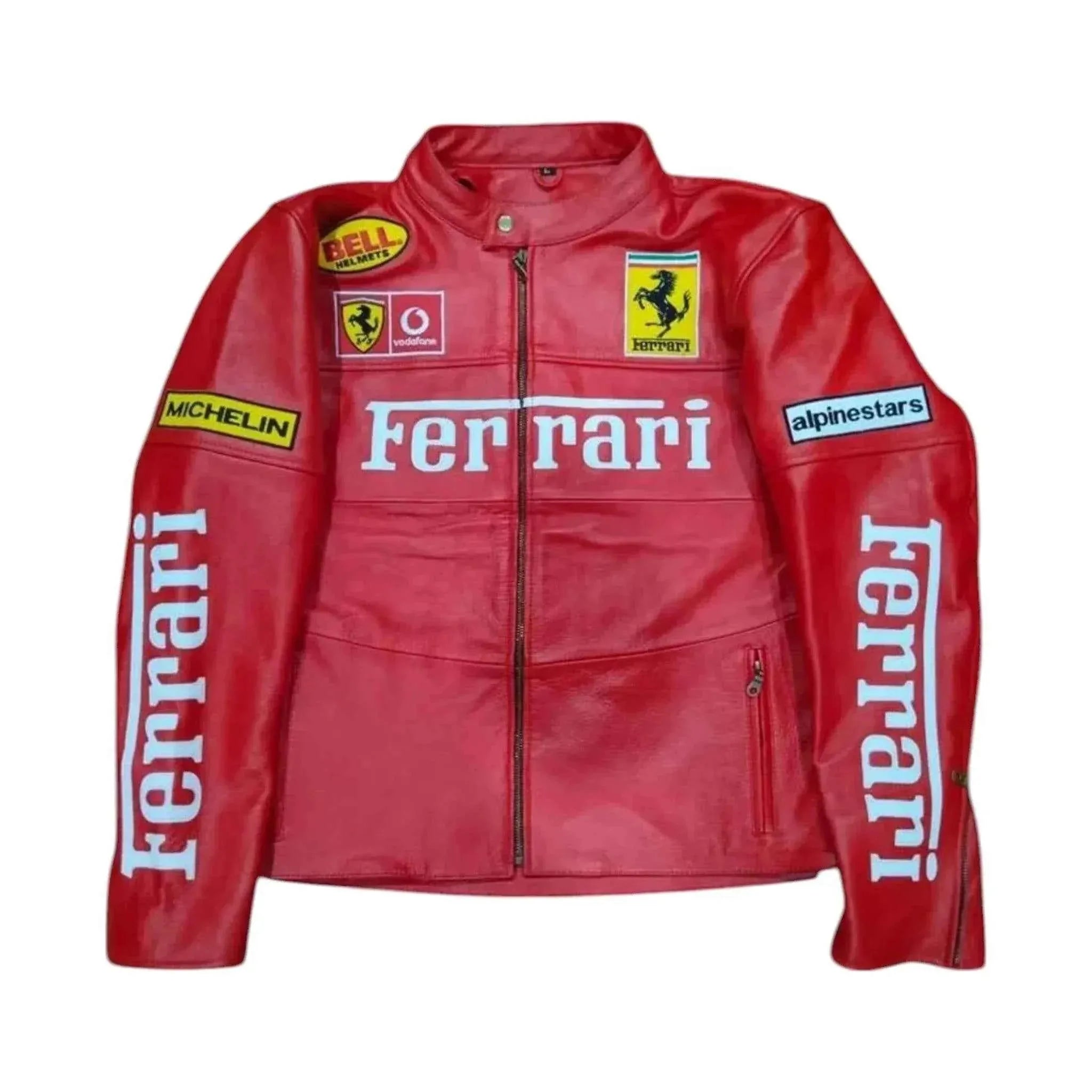 90s Ferrari F1 Real Leather Men Jacket