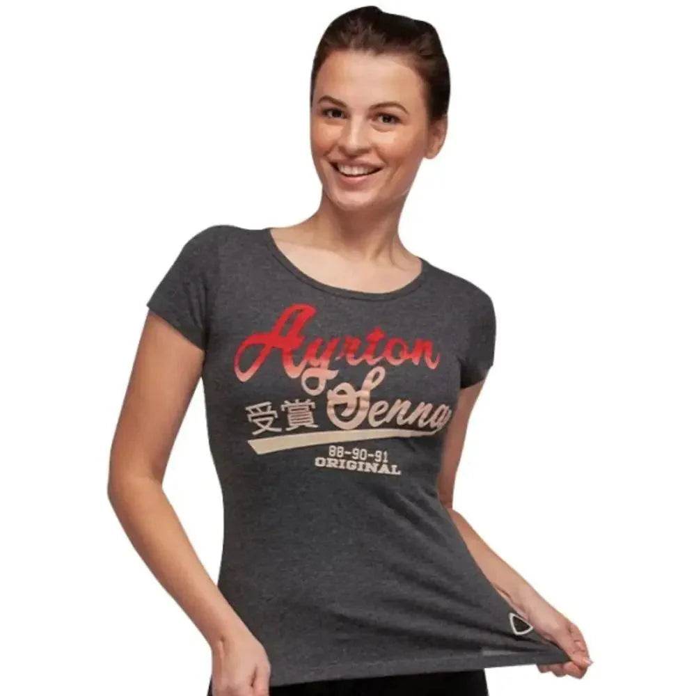 Ayrton Senna Ladies T-Shirt Vintage Grey - Dash Racegear Store