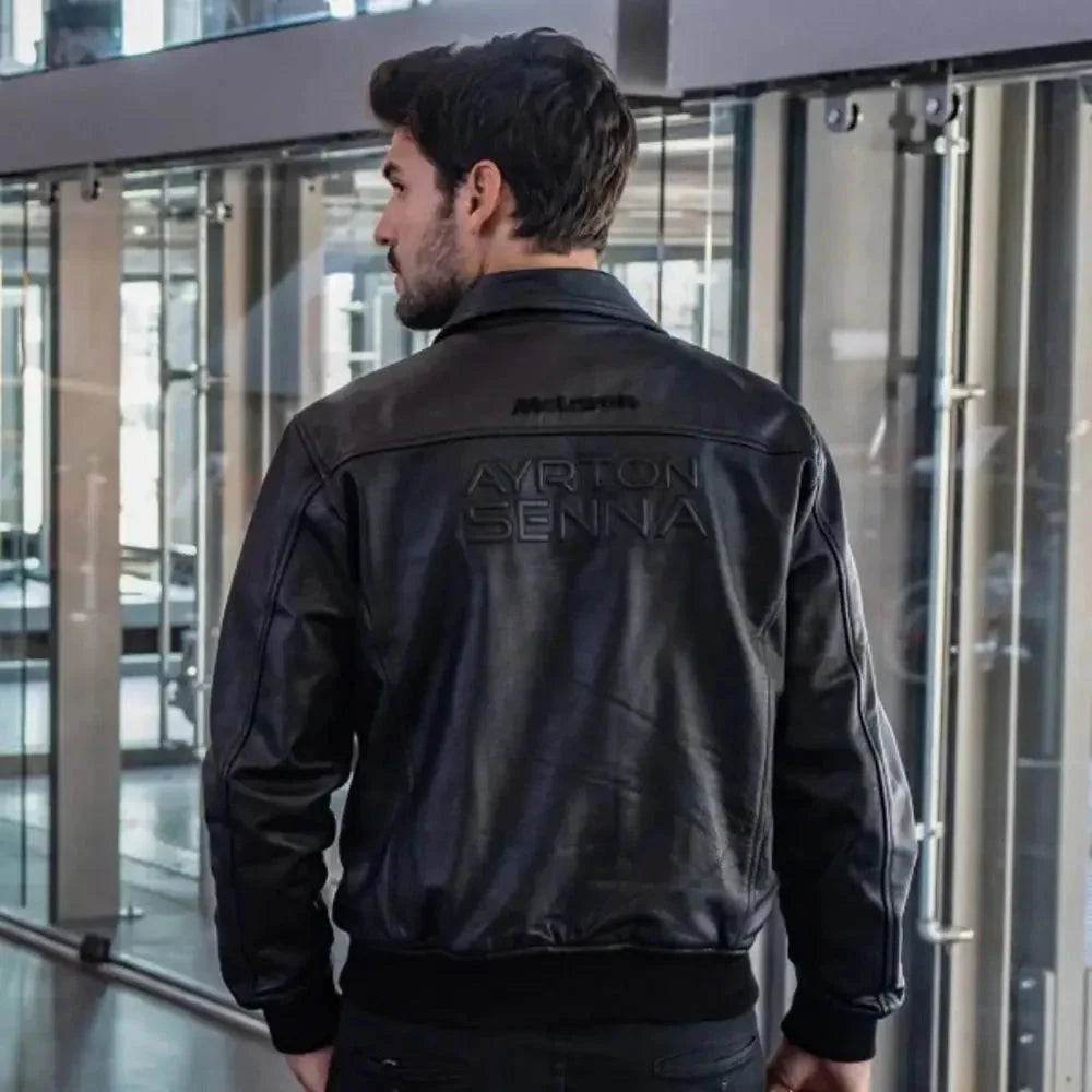 Ayrton Senna McLaren Leather Jacket Three Times World Champion - Dash Racegear Store