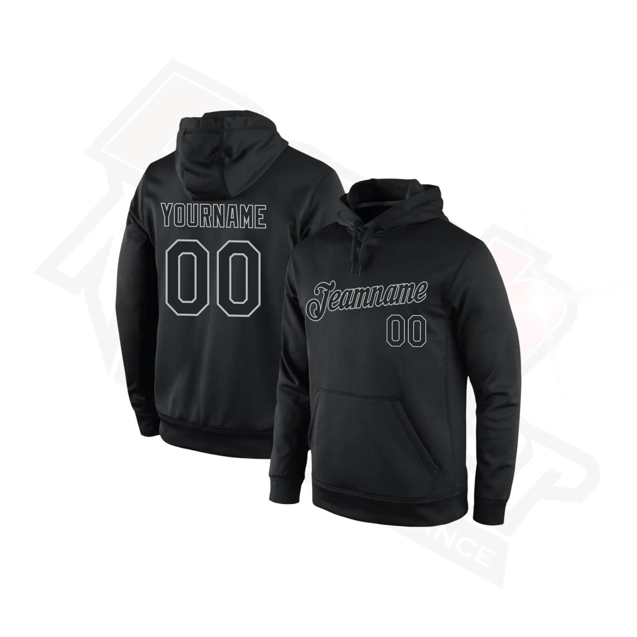 Custom Stitched Black & Gray Sports Pullover Hoodie - Dash Racegear Store