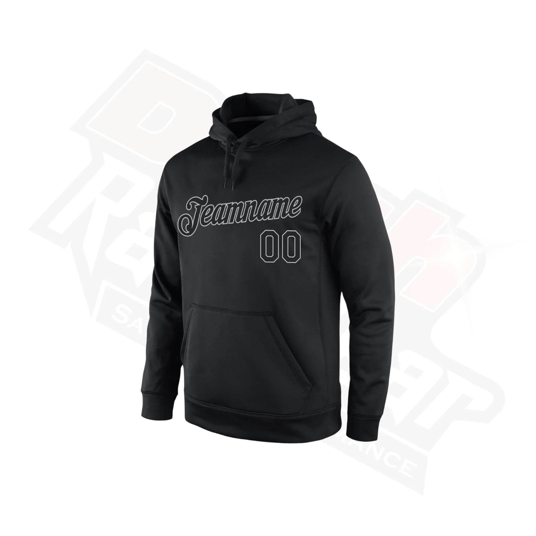 Custom Stitched Black & Gray Sports Pullover Hoodie - Dash Racegear Store