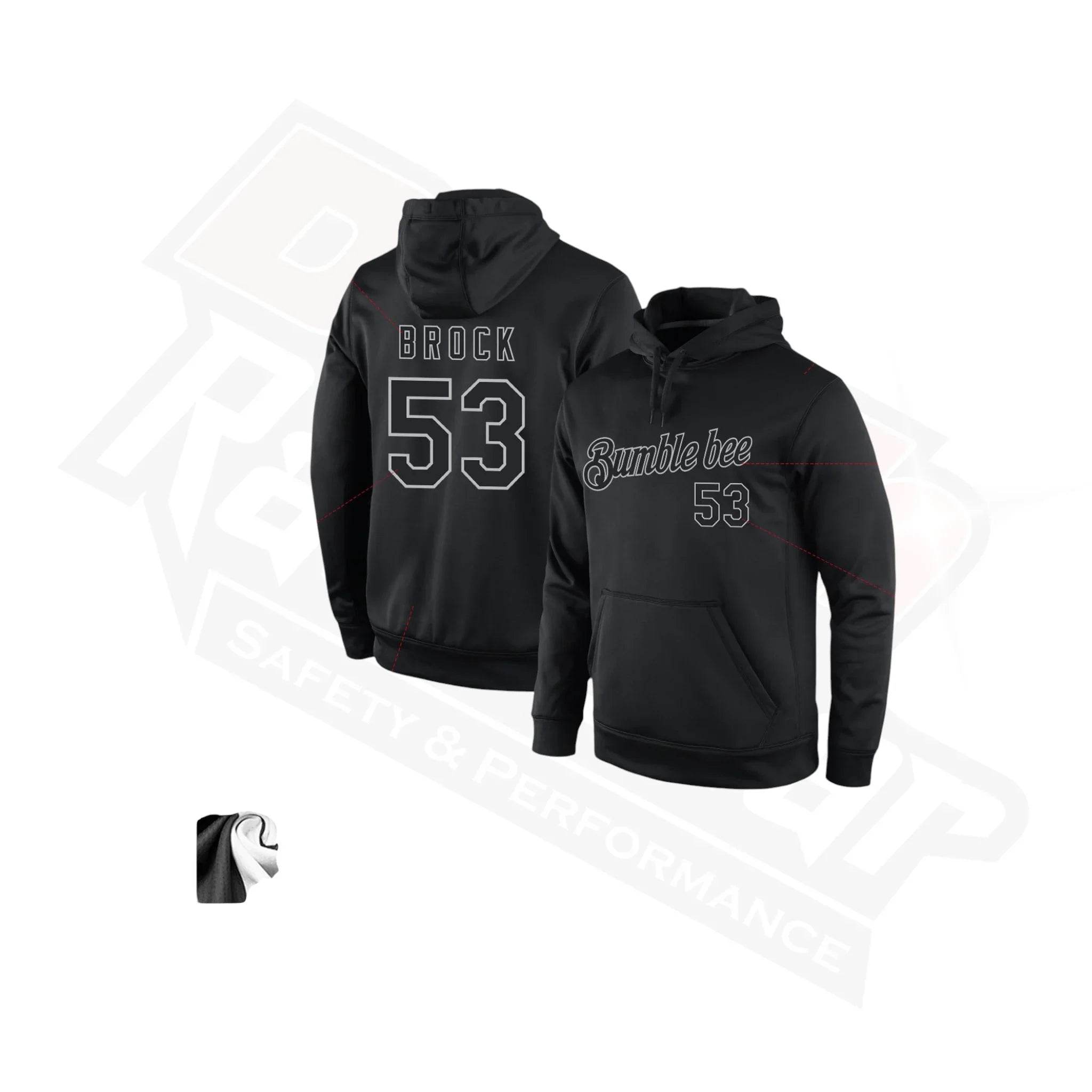 Custom Stitched Black & Gray Sports Pullover Hoodie - Dash Racegear Store