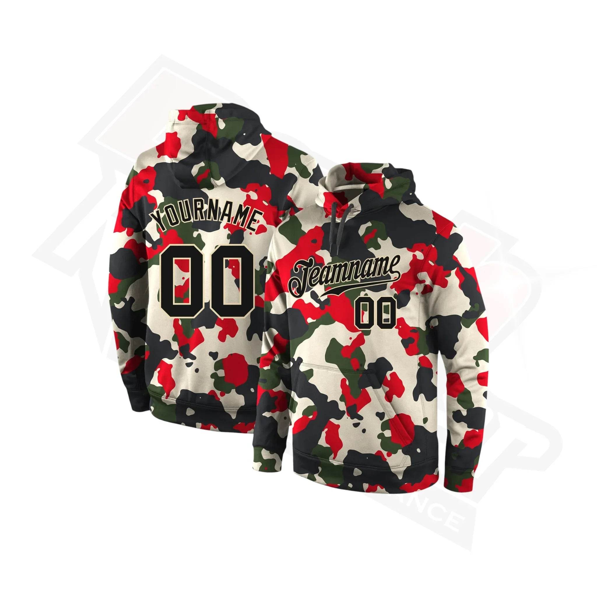 Custom Stitched Camo Black & Cream Sports Hoodie - Dash Racegear Store