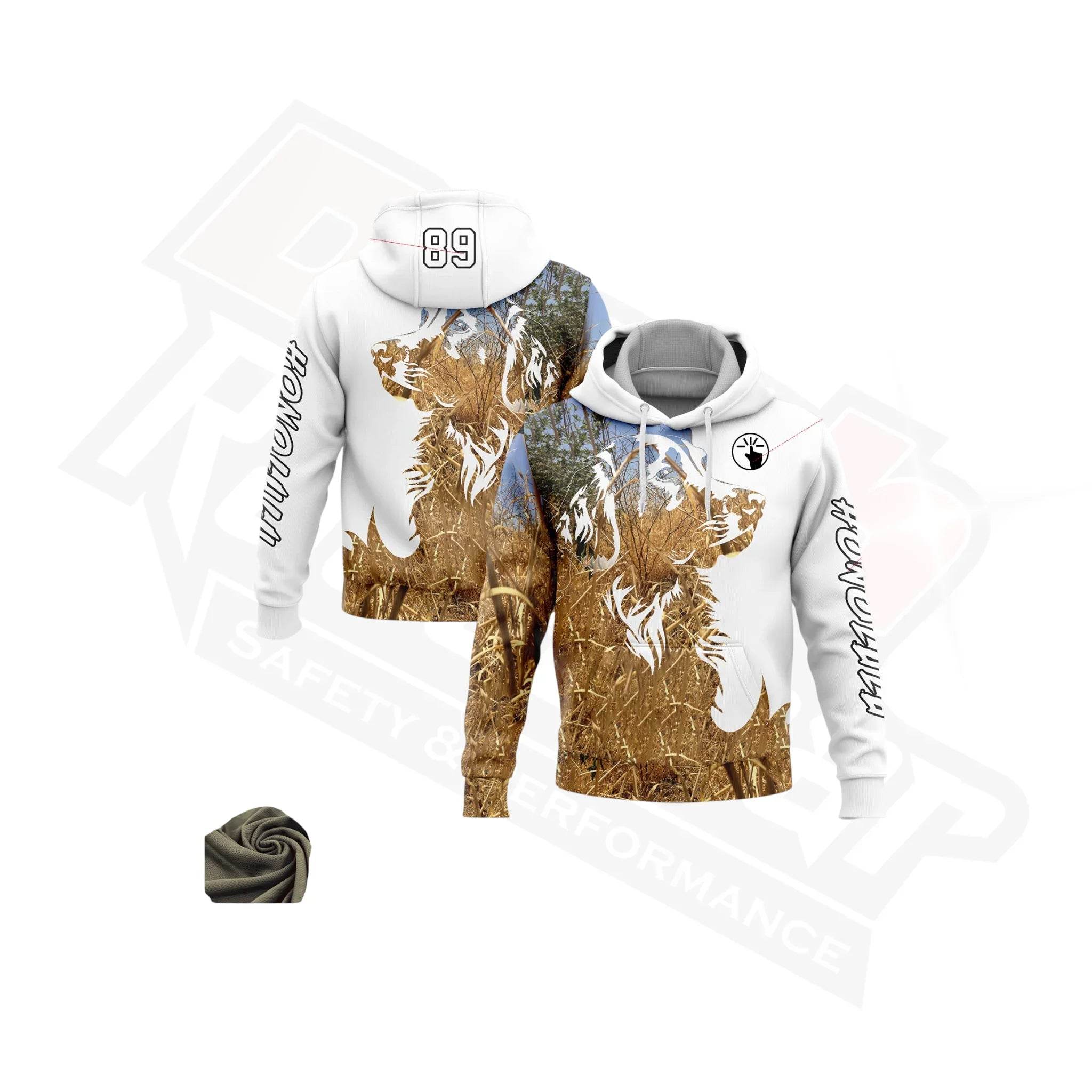 Custom Stitched White & Black 3D Dog Hunting Sports Hoodie - Dash Racegear Store