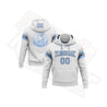 Custom Stitched White & Light Blue-Steel Gray Football Pullover Hoodie - Dash Racegear Store
