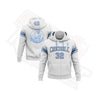 Custom Stitched White & Light Blue-Steel Gray Football Pullover Hoodie - Dash Racegear Store