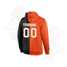 Custom Stitched Orange, White & Black Split Sports Hoodie - Dash Racegear Store