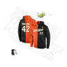 Custom Stitched Orange, White & Black Split Sports Hoodie - Dash Racegear Store