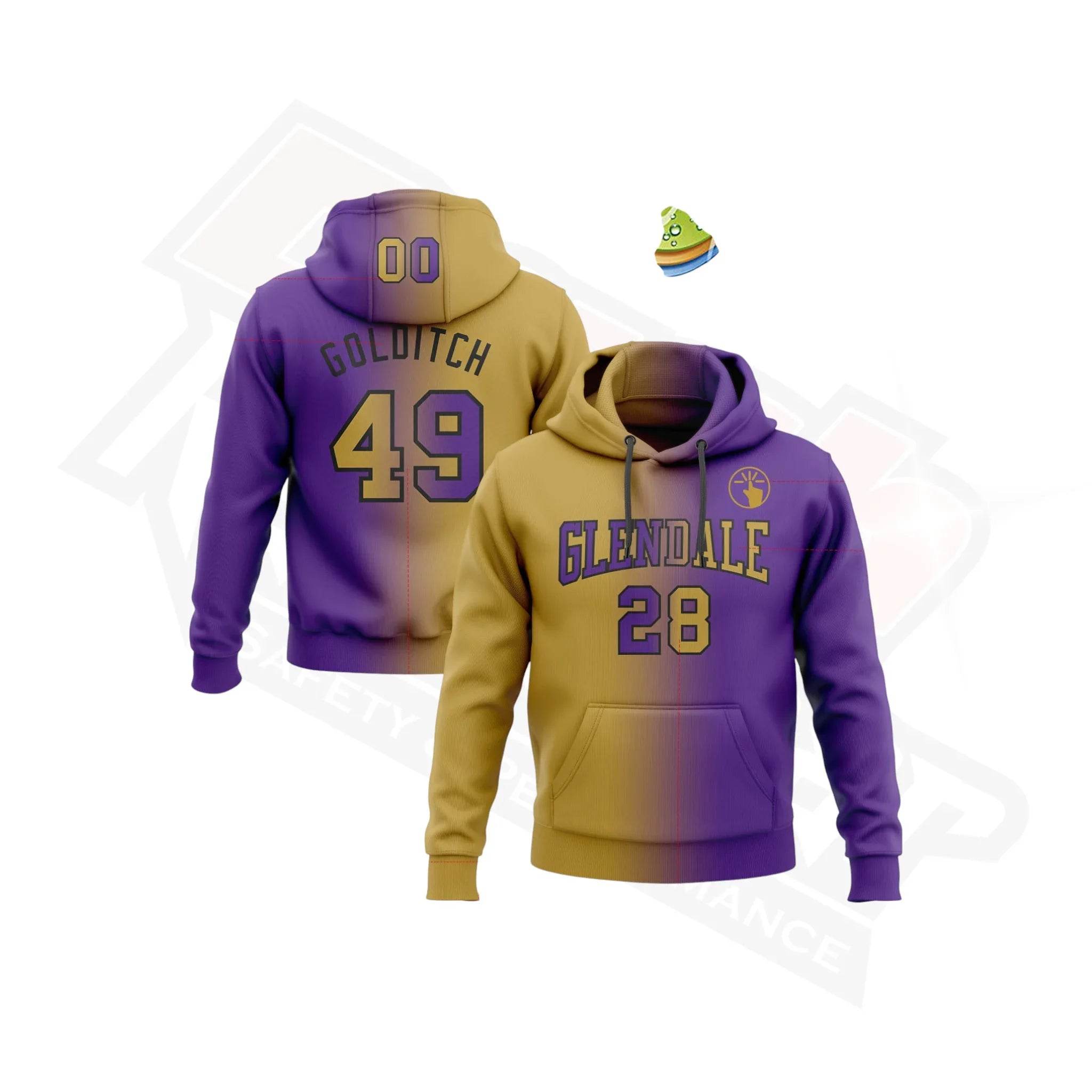 Custom Stitched Purple, Old Gold & Black Gradient Sports Hoodie - Dash Racegear Store