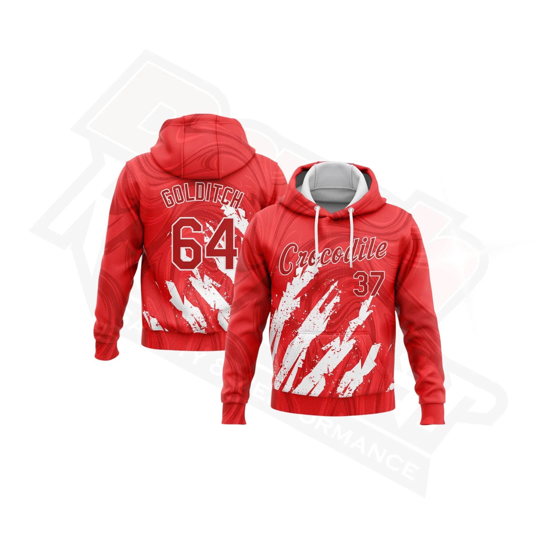 Custom Stitched Red & White 3D Pattern Sports Hoodie - Dash Racegear Store