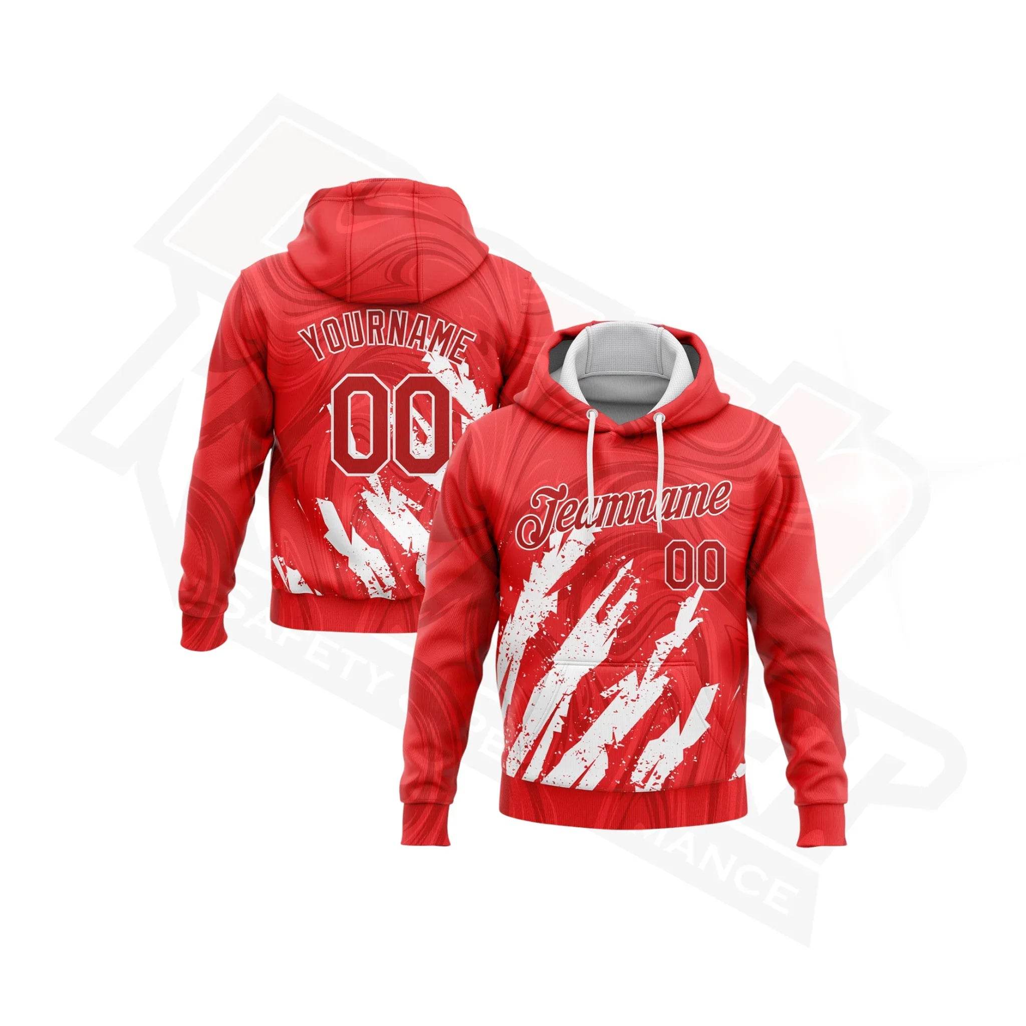 Custom Stitched Red & White 3D Pattern Sports Hoodie - Dash Racegear Store