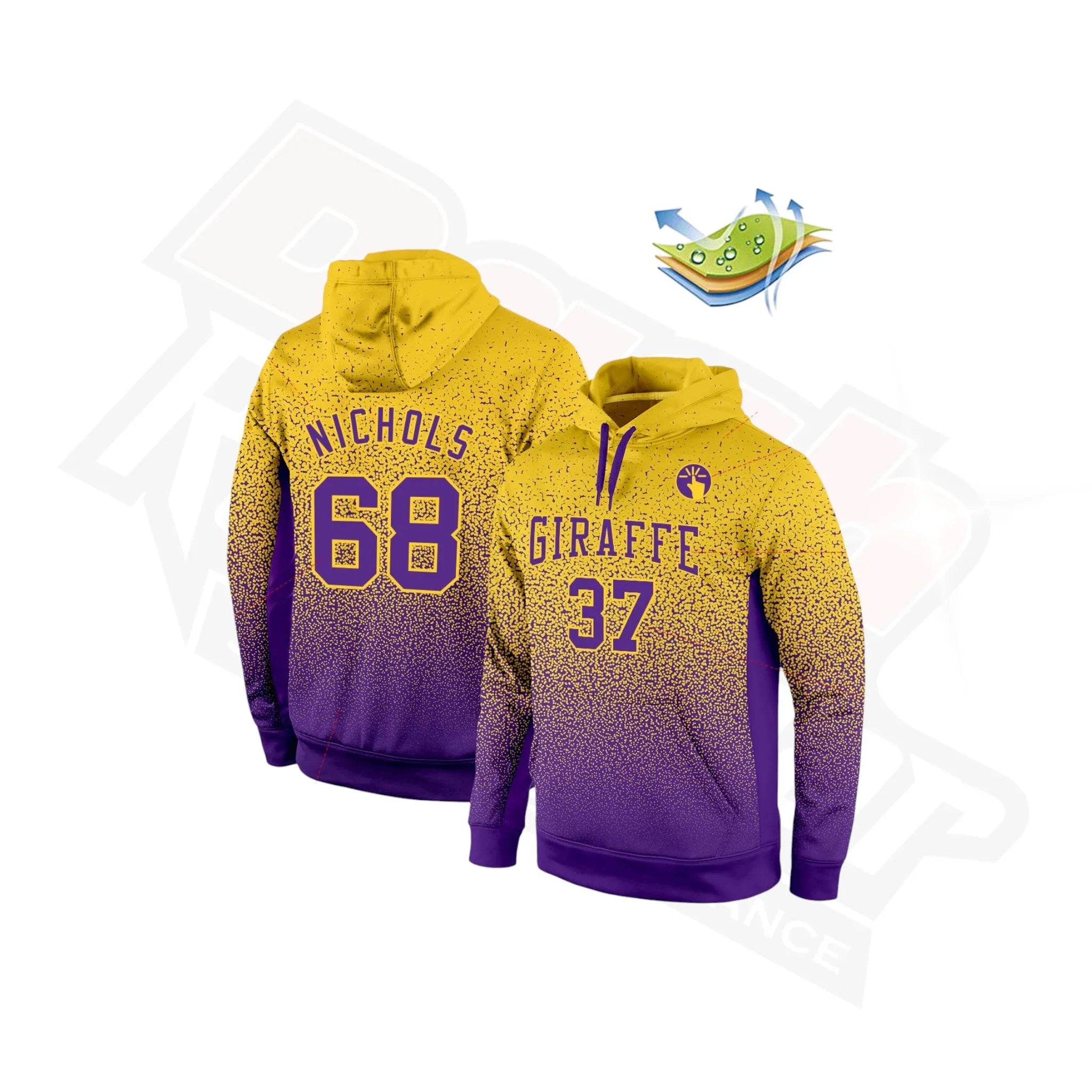 Exclusive Gold & Purple Fade Custom Stitched Sports Hoodie - Dash Racegear Store