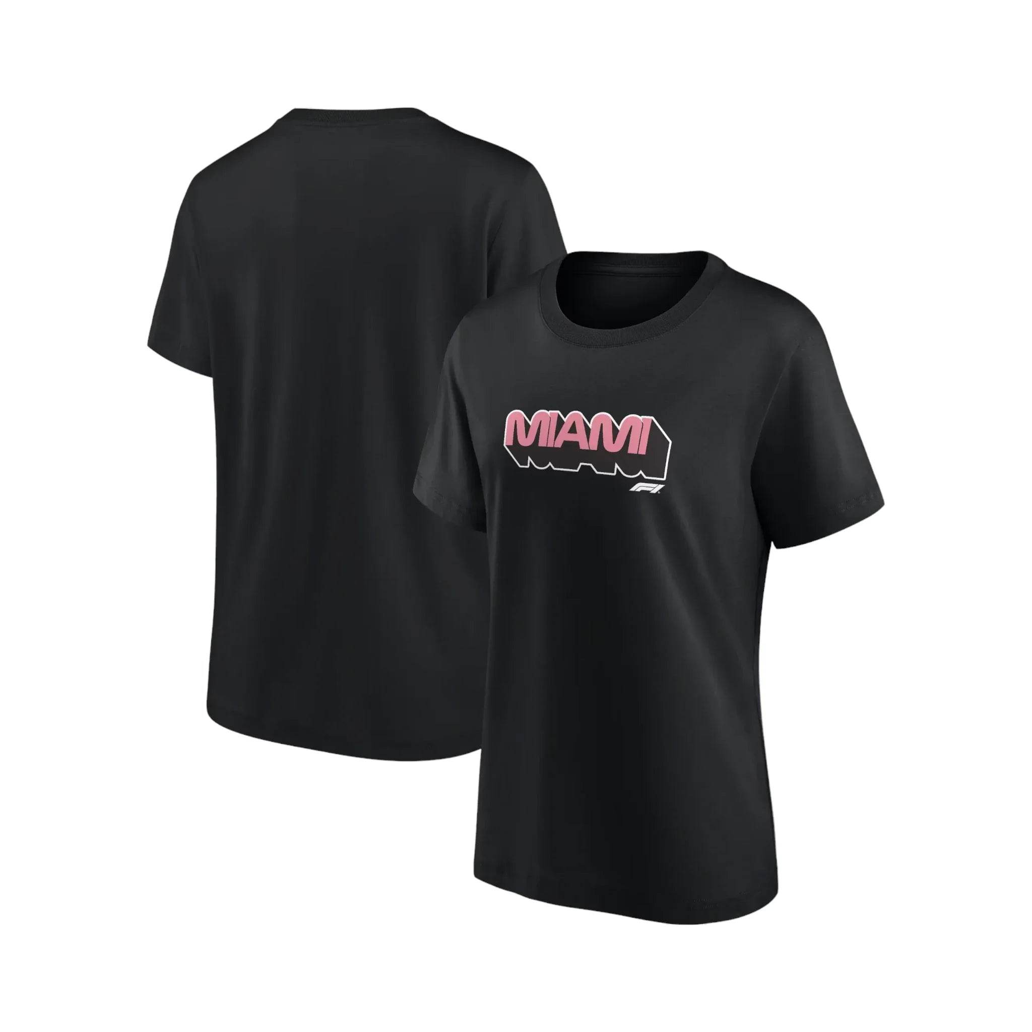 Formula 1 Miami Wordmark Graphic Womens T-Shirt Black - Dash Racegear Store