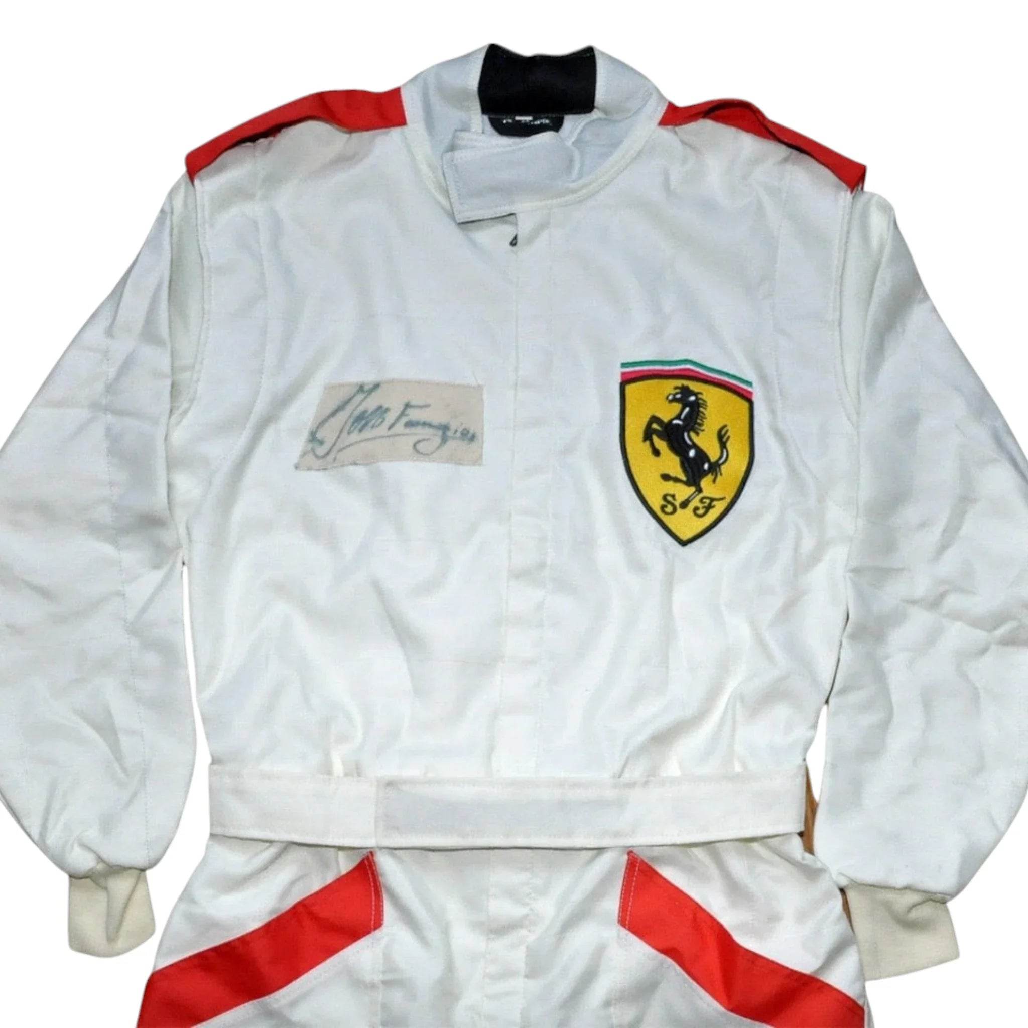 Juan Manuel Fangio SIGNED VINTAGE FERRARI F1 REPLICA Race SUIT - Dash Racegear Store