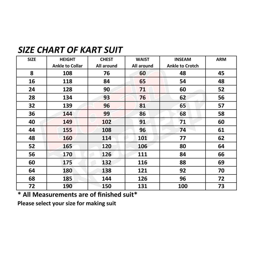 Laisure Rental Go kart Race Suit