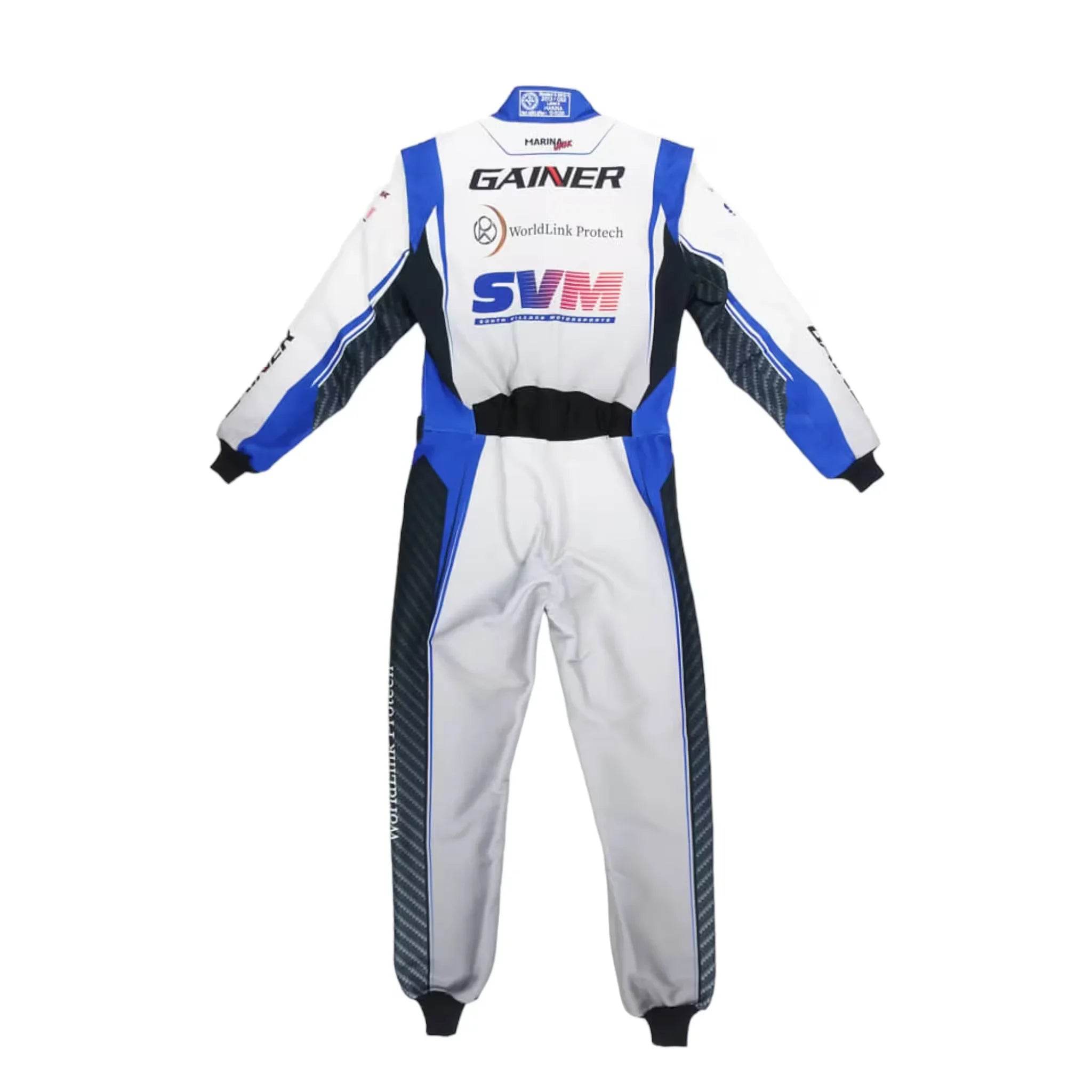 Marina Unik Carbon Blue Custom Kart Suits - Dash Racegear Store
