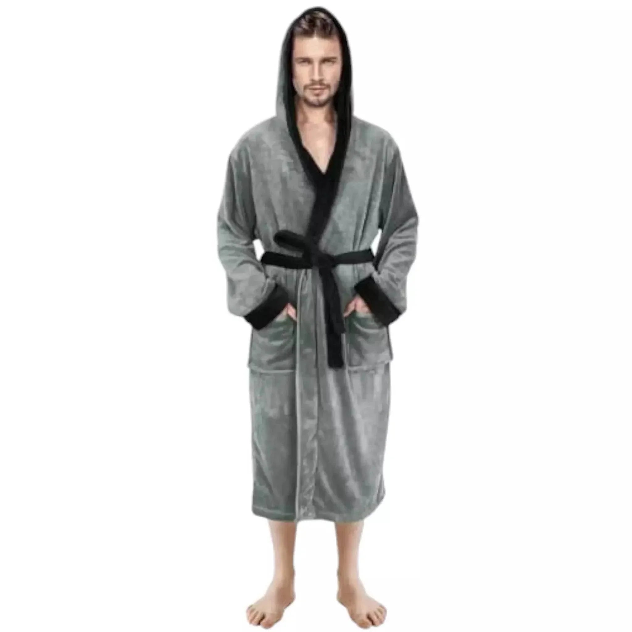 New Unisex Fleece Hooded Bathrobes
