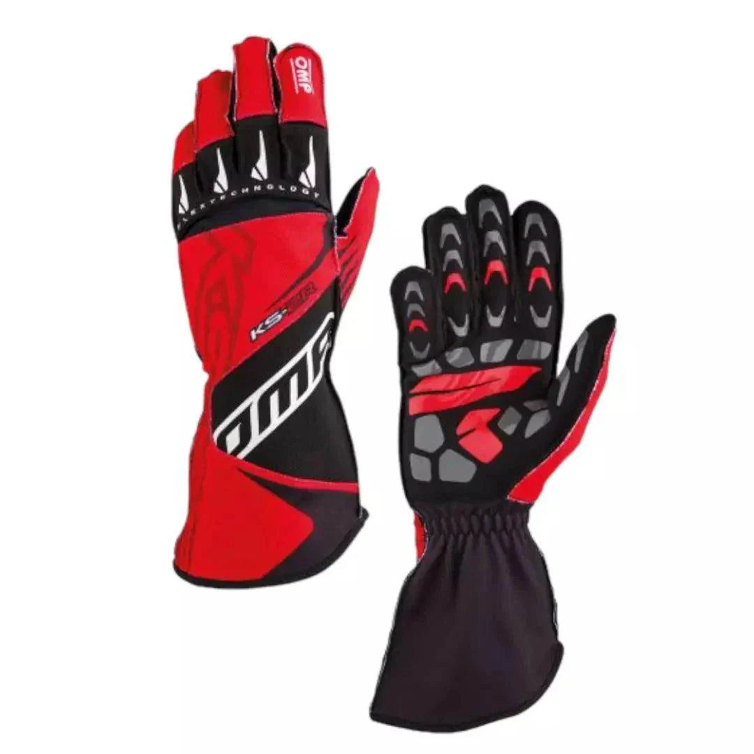 OMP KS-2R Kart Gloves Red Black