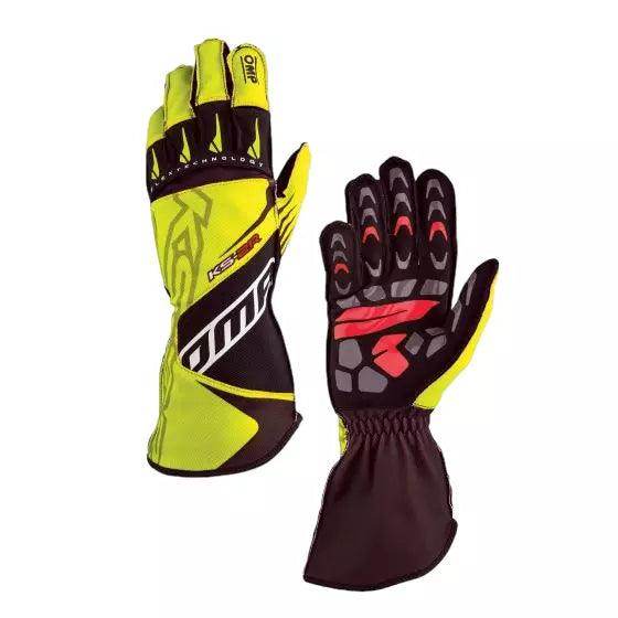 OMP KS-2R Kart Gloves Fluro Yellow Black