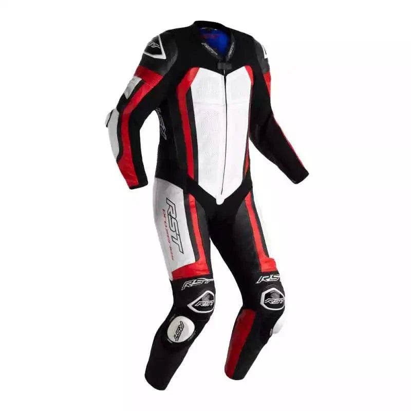 PRO SERIES EVO AIRBAG CE MENS LEATHER SUIT BLACK WHITE RED
