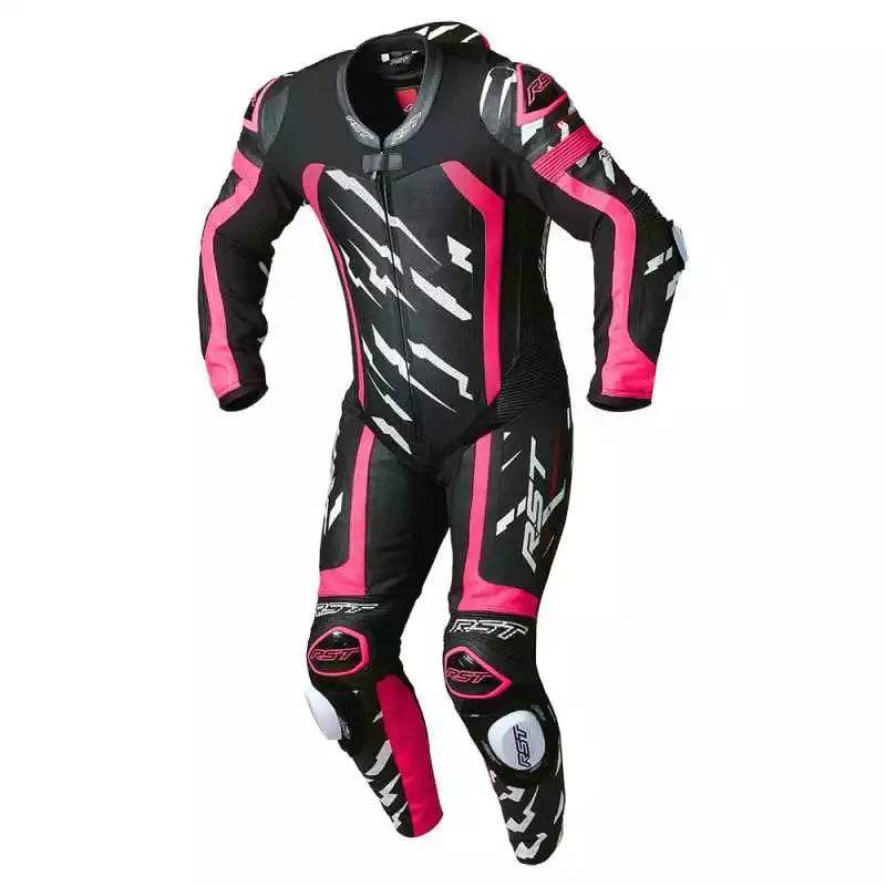 PRO SERIES EVO AIRBAG CE MENS LEATHER SUIT NEONPINK WHITELIGHTNING