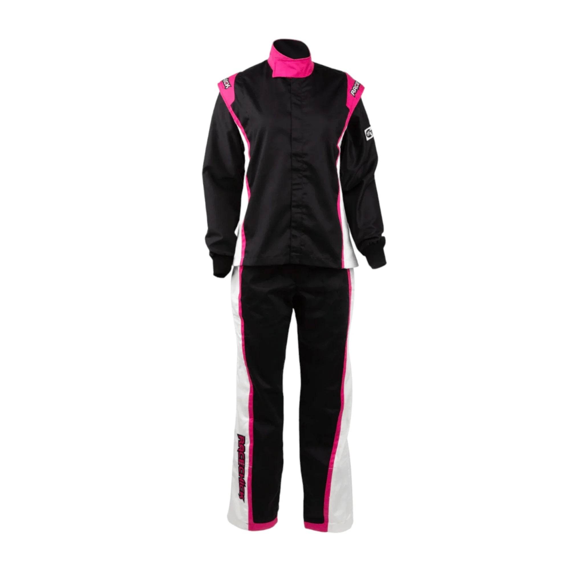 RACECHICK FIERCE TWO-PIECE WOMEN'S AUTO RACING SUIT SFI 3.2A/1 (BLACK/PINK) - Dash Racegear Store