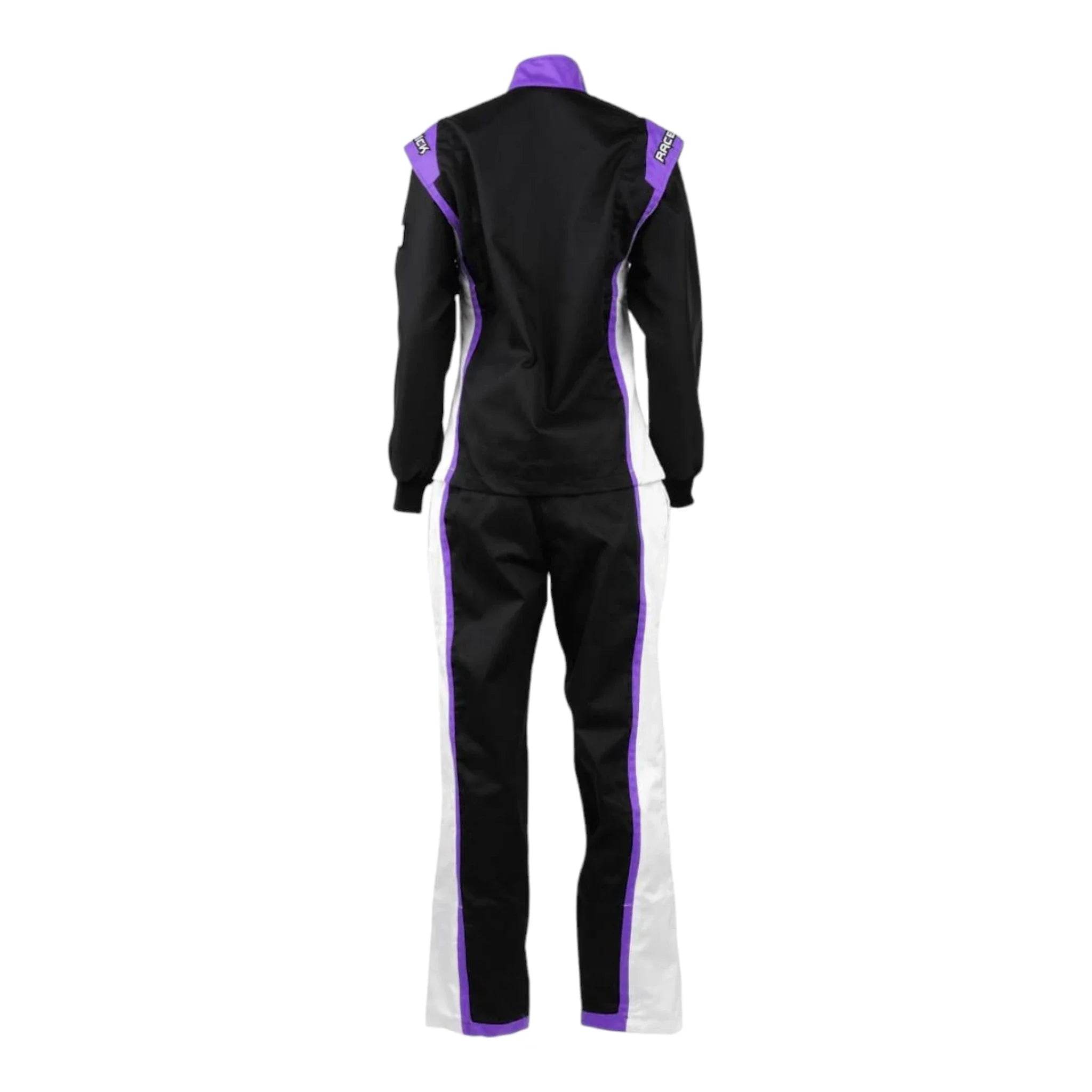 RACECHICK FIERCE TWO-PIECE WOMEN'S AUTO RACING SUIT SFI 3.2A/1 (BLACK/PURPLE) - Dash Racegear Store