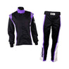 RACECHICK FIERCE TWO-PIECE WOMEN'S AUTO RACING SUIT SFI 3.2A/1 (BLACK/PURPLE) - Dash Racegear Store