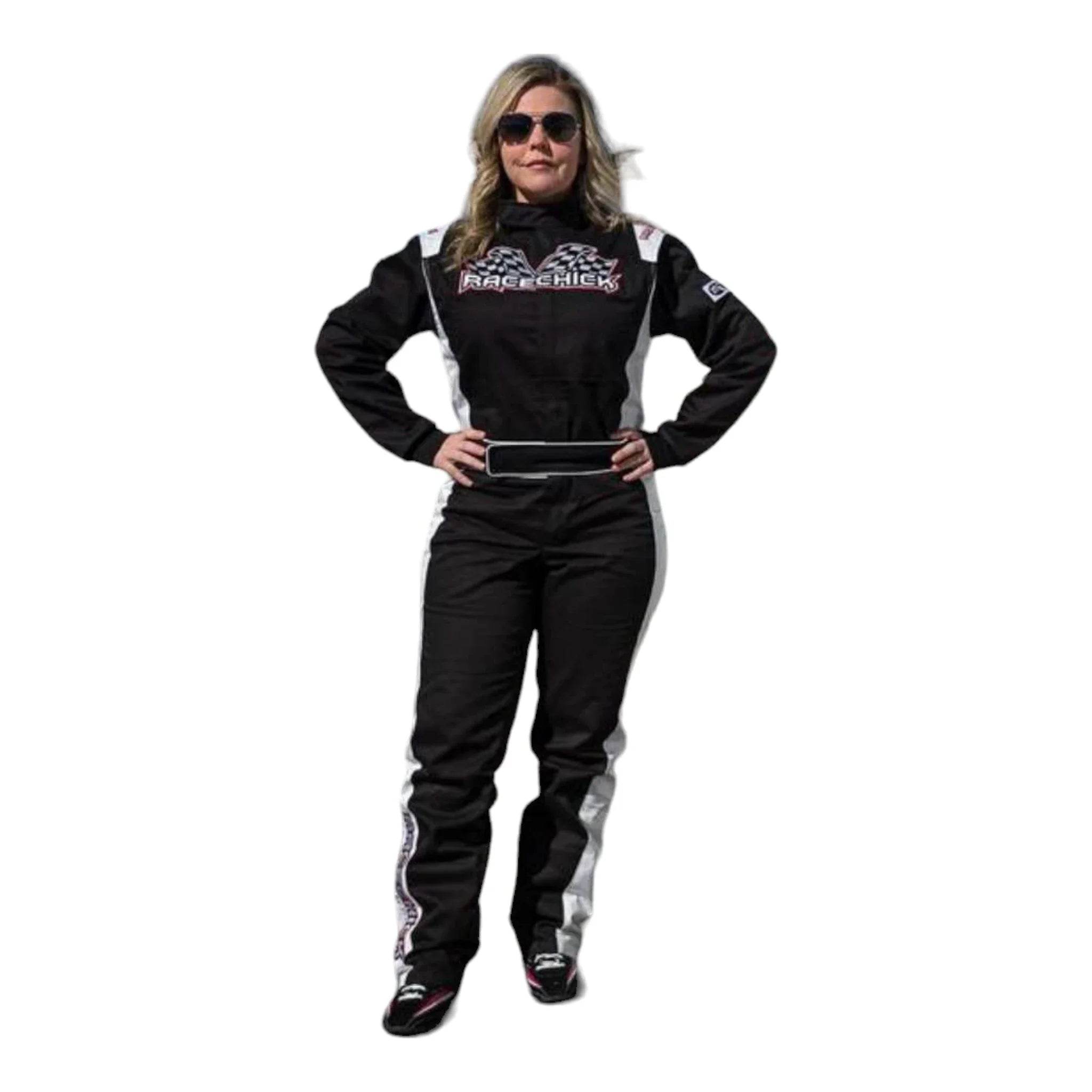RACECHICK FIERCE WOMEN'S AUTO RACING SUIT SFI 3.2A/1 (BLACK/WHITE) - Dash Racegear Store