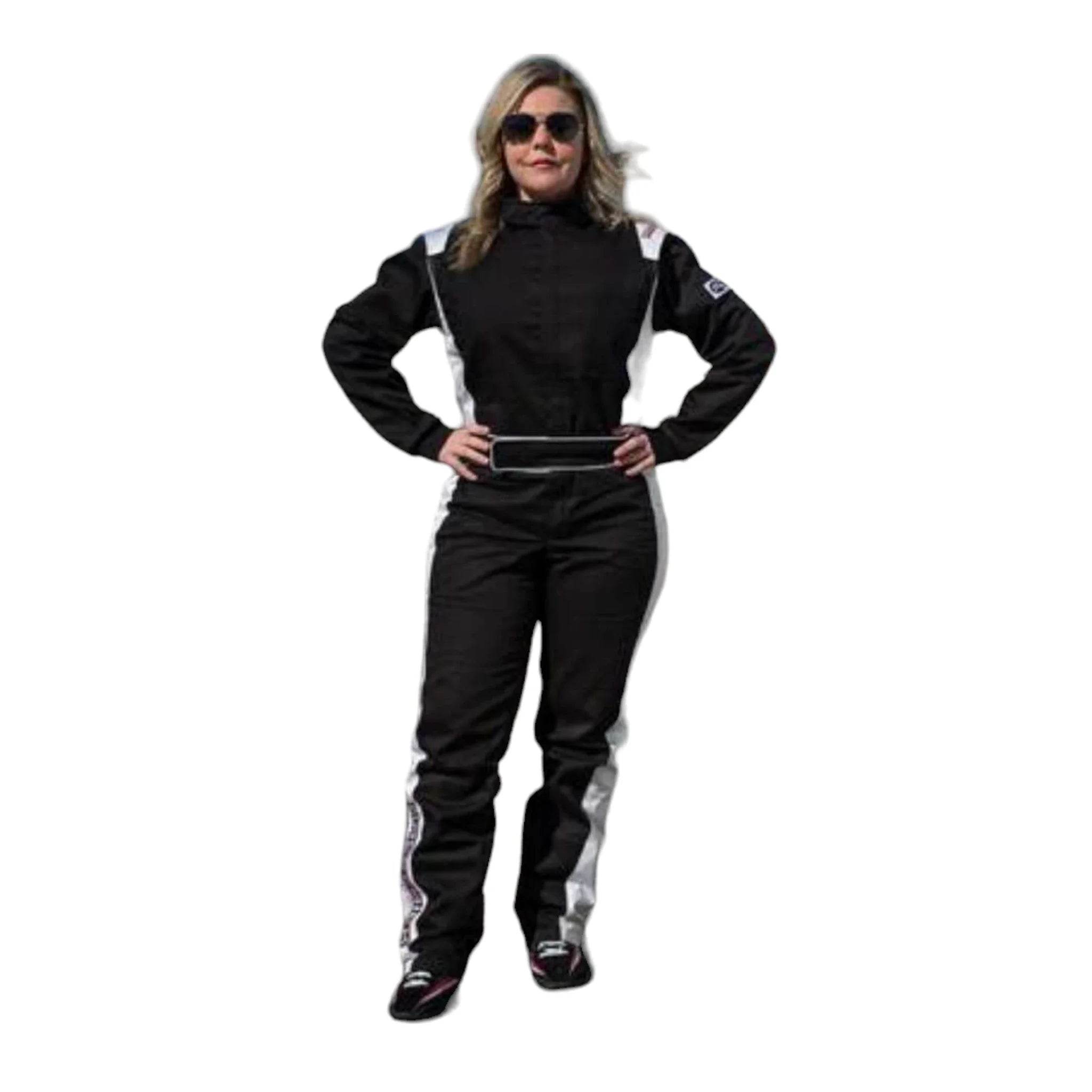 RACECHICK FIERCE WOMEN'S AUTO RACING SUIT SFI 3.2A/1 (BLACK/WHITE) - Dash Racegear Store