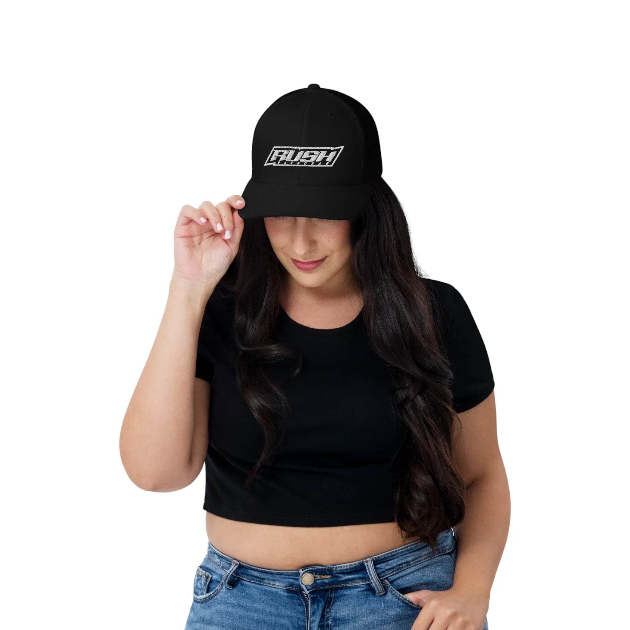 Rush Simple White Logo Trucker - Dash Racegear Store
