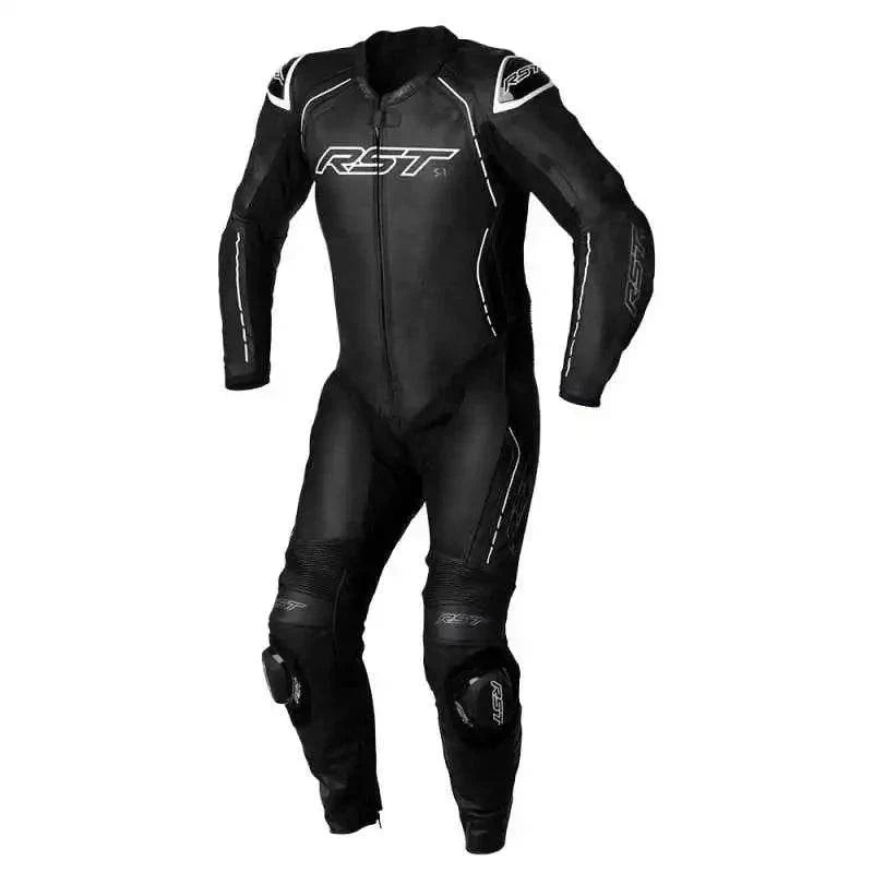S-1 CE MENS LEATHER SUIT BLACK WHITE