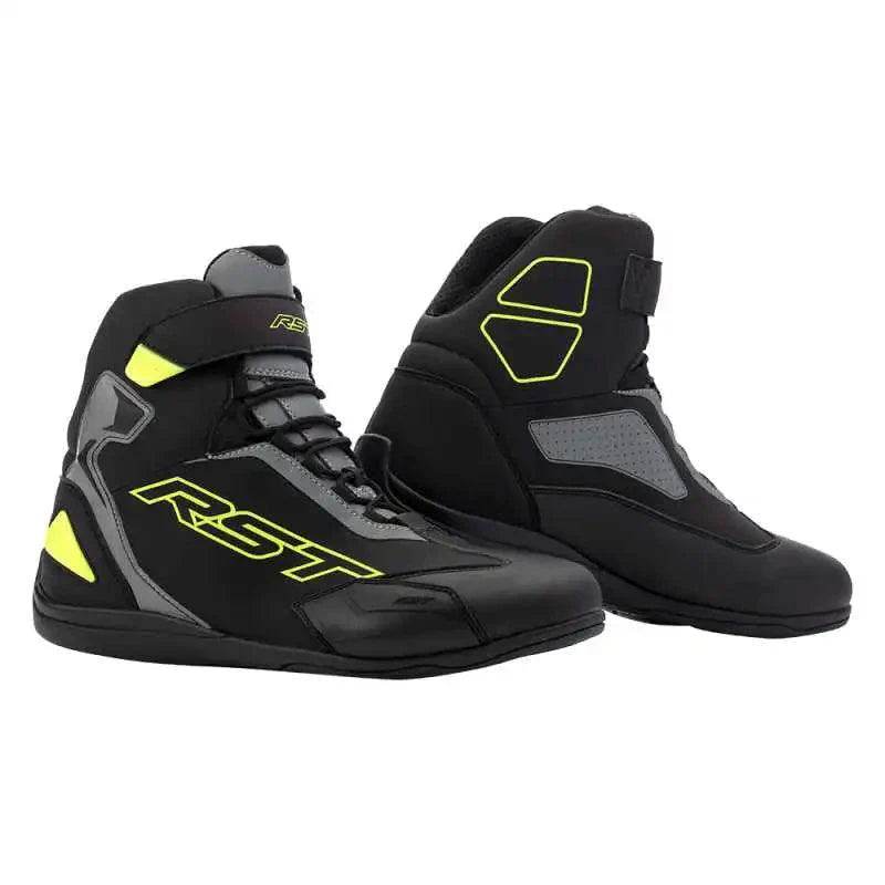 SABRE MOTO SHOE MENS CE BOOT BLACK GREY FLOYELLOW