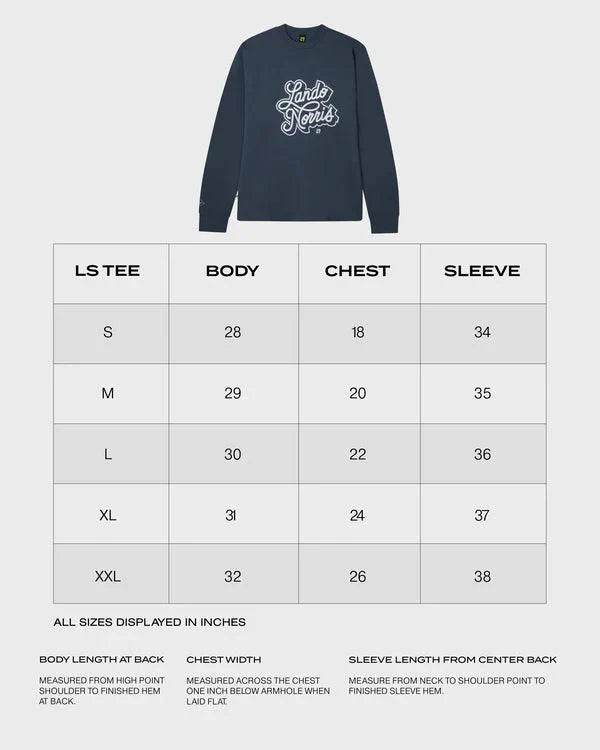 SCRIPT PETROL BLUE LONG SLEEVE TEE - Dash Racegear Store